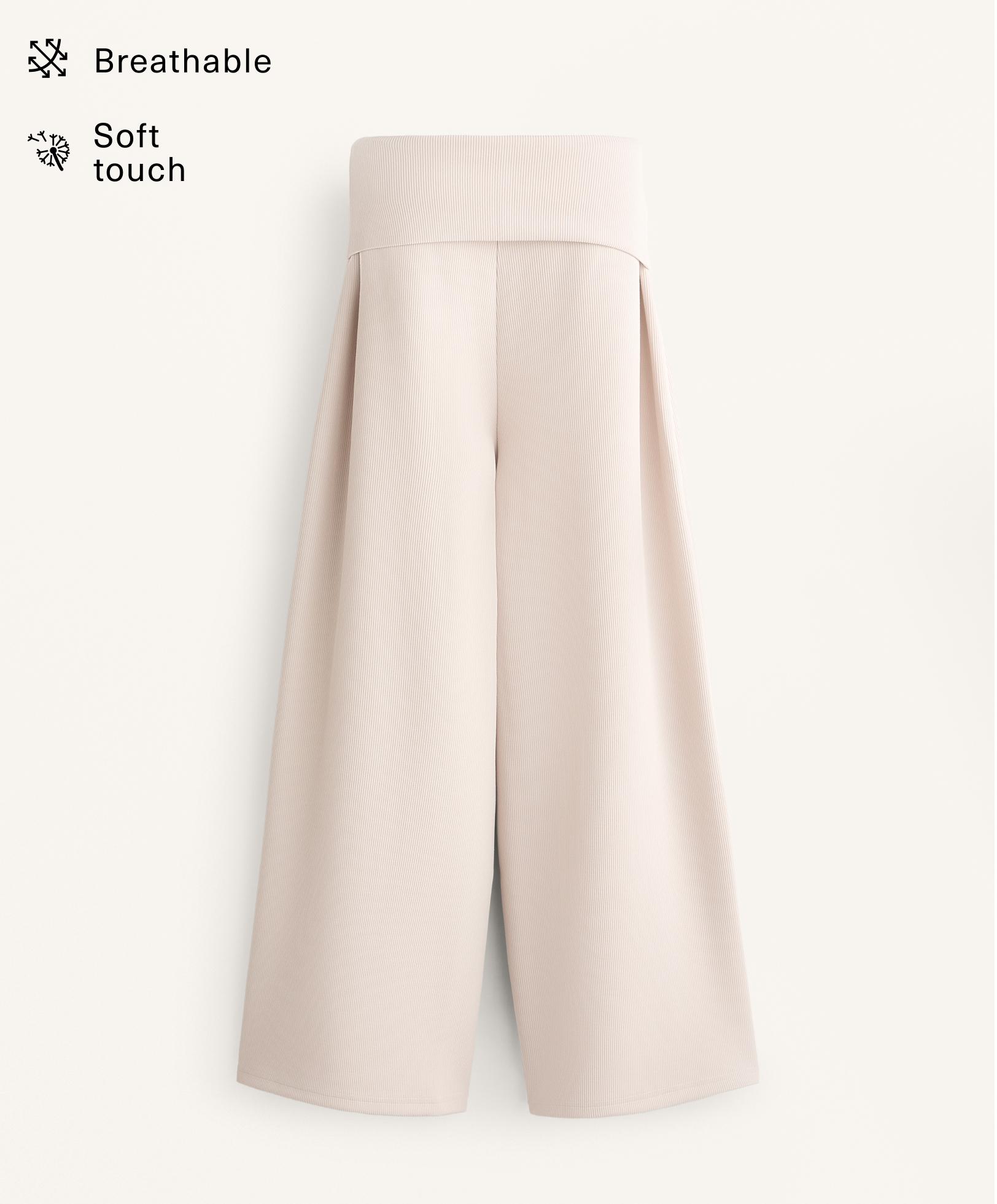 Pantalon large rib taille retournée 29 % modal