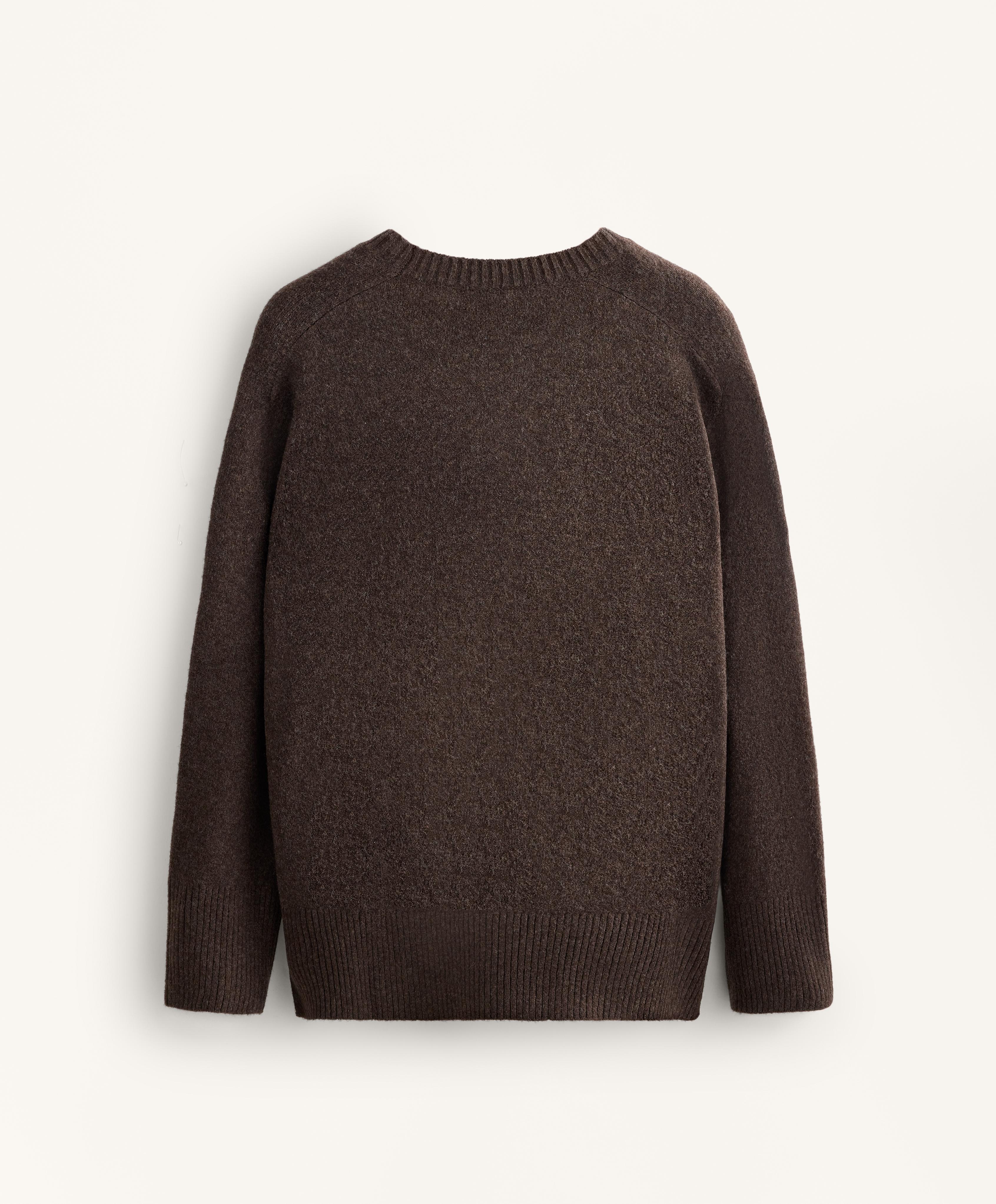 Soft knit crew neck jumper — BROWN