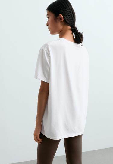 Oversize cotton blend short-sleeved T-shirt — WHITE  4