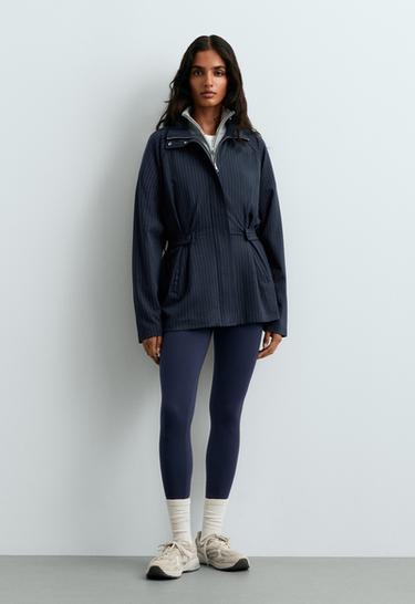 Long pinstripe cotton jacket — NAVY BLUE 1