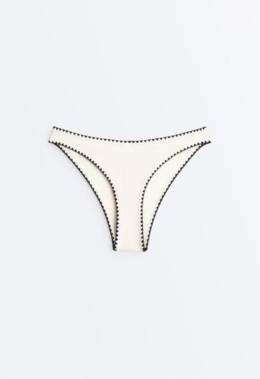 Contrast stitch U-cut medium-coverage bikini briefs — PALE ECRU 7