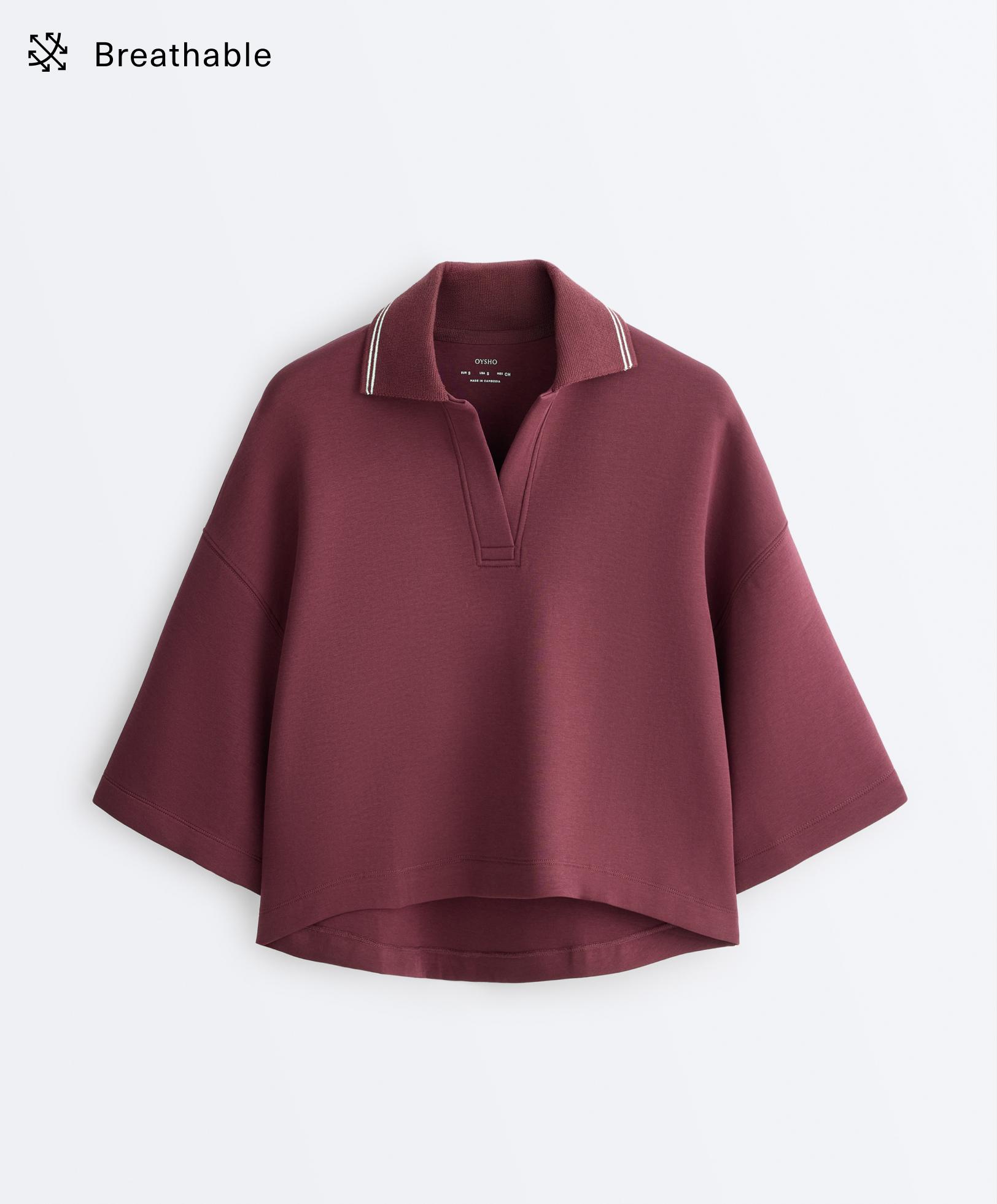 Sweat polo manches amples mélange coton Sweat polo manches amples mélange coton