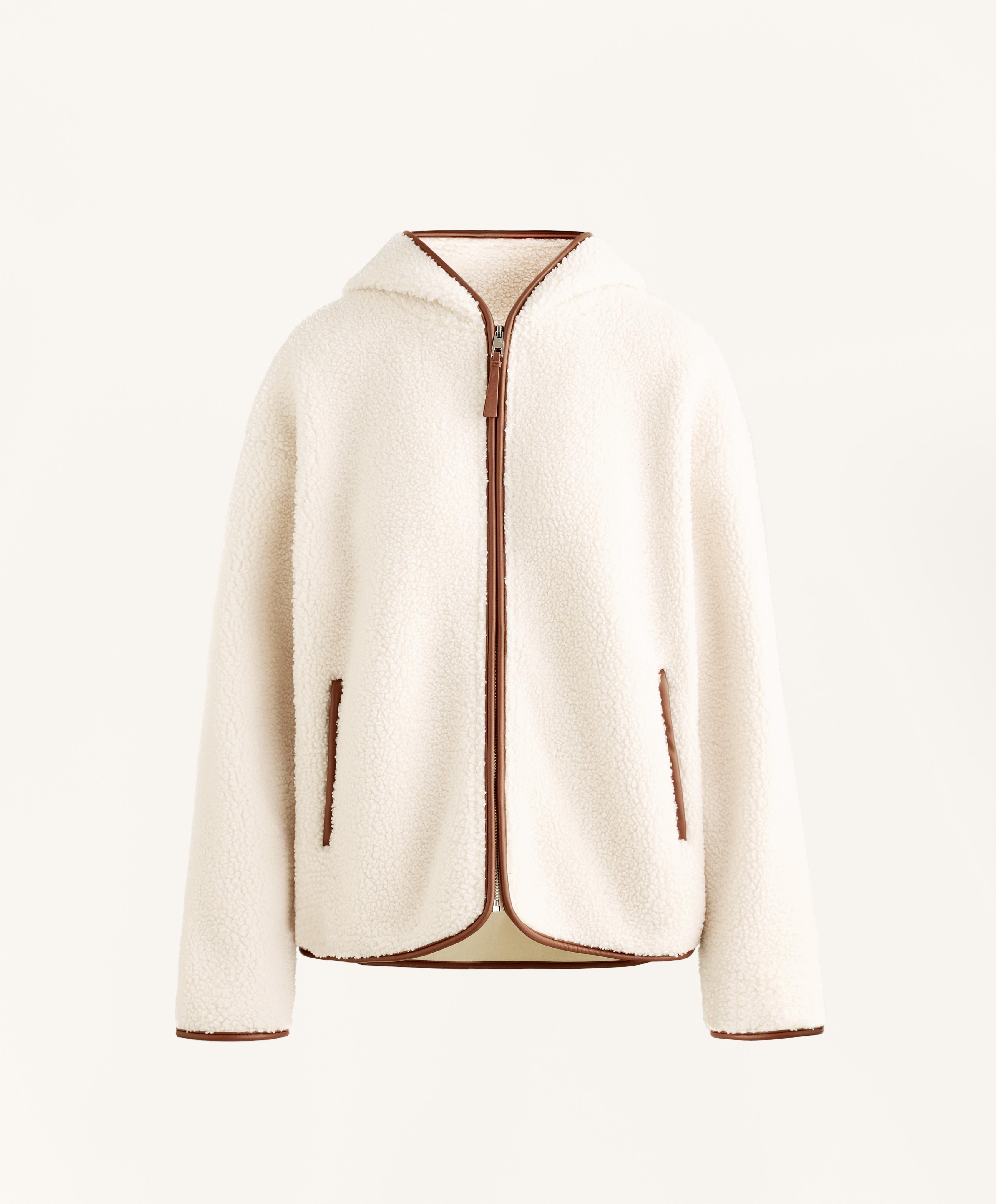 Faux-shearling jacket with hood — ECRU