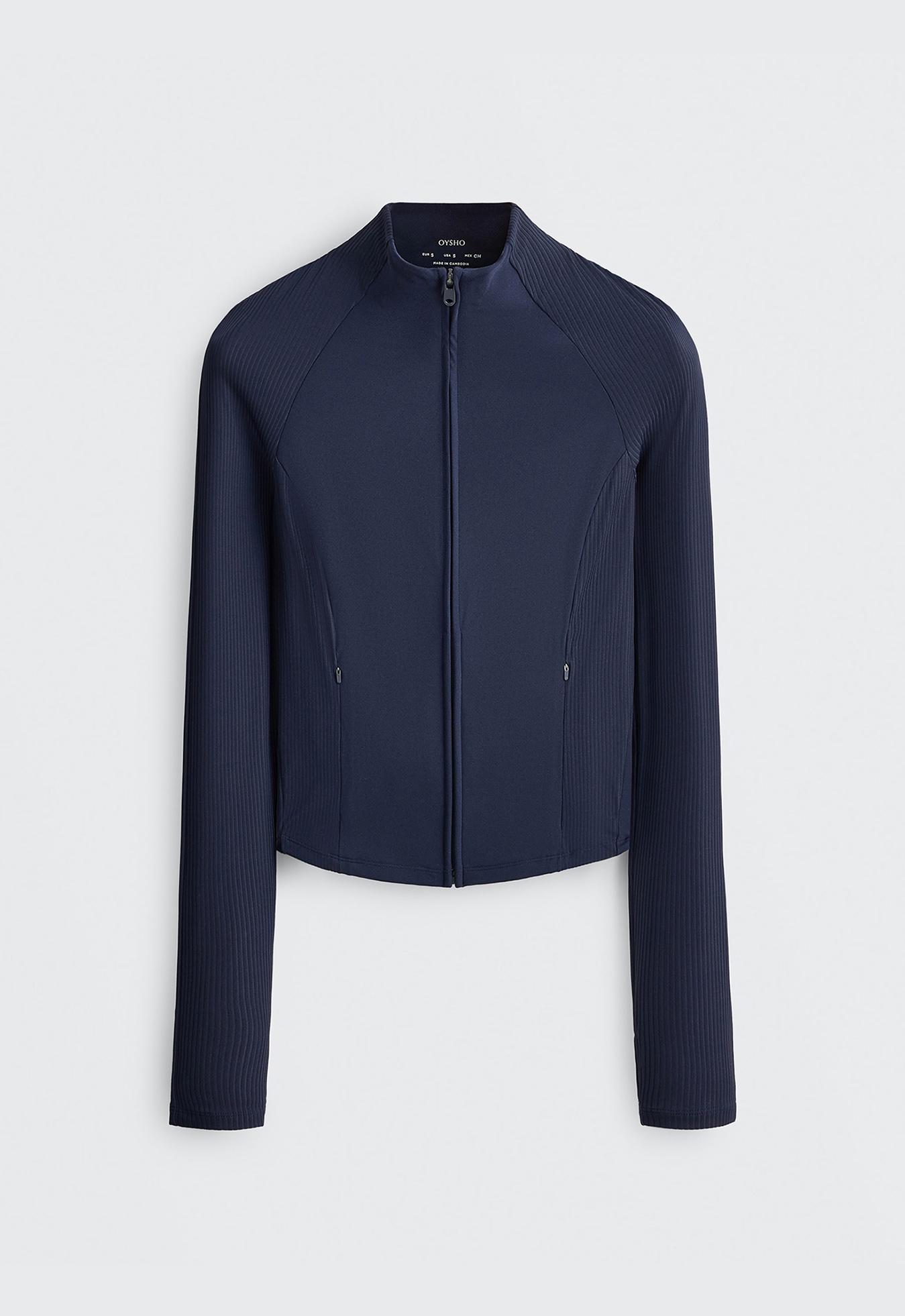 Light warm rib technical jacket — NAVY BLUE