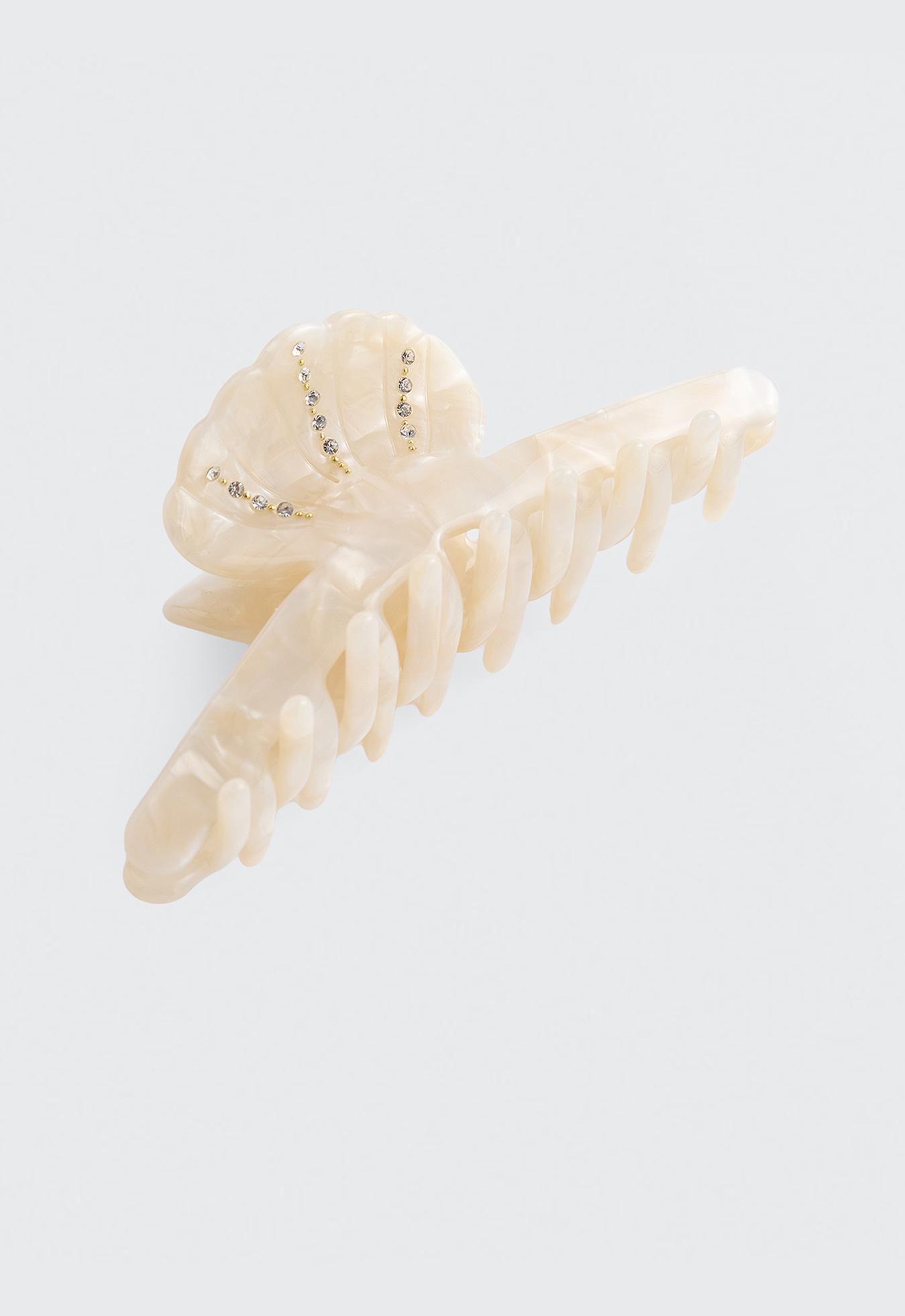 Large shell hair clip — OATMEAL