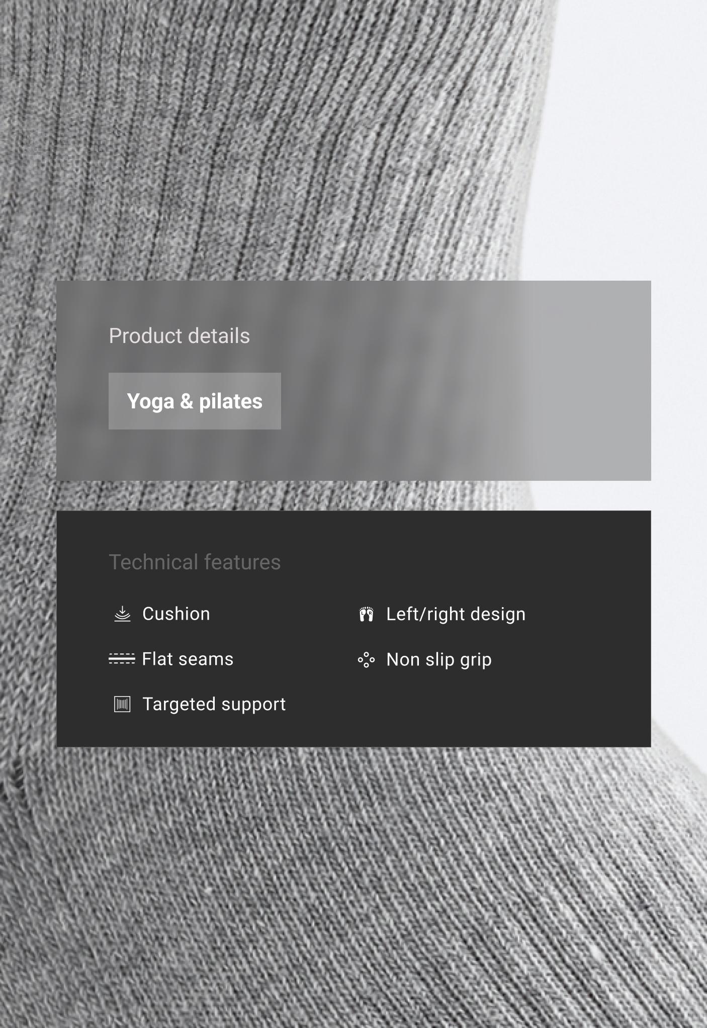 2 pairs of padded cotton quarter yoga and Pilates socks — PALE GREY MELANGE