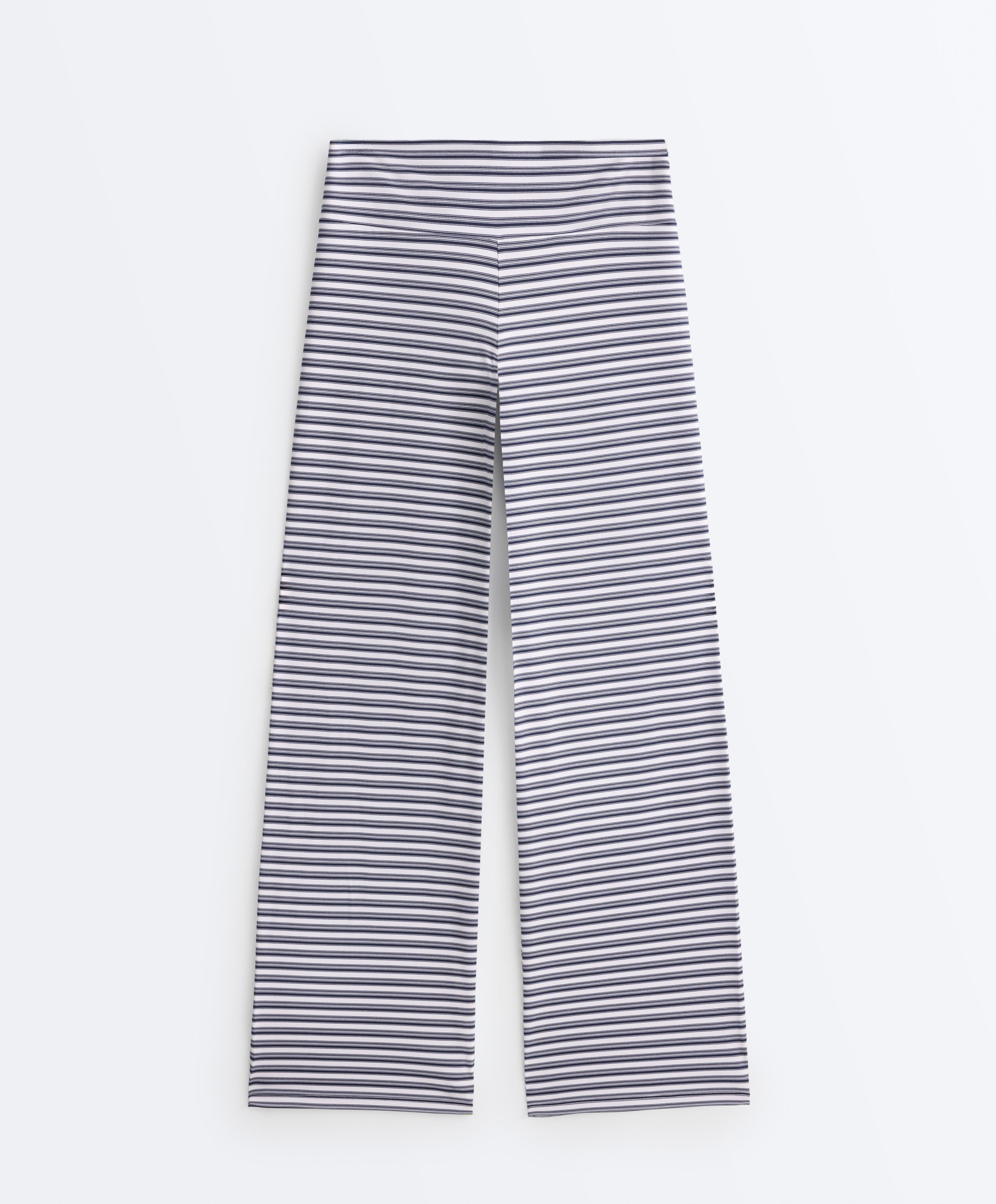 High-rise Comfortlux striped straight-leg trousers — NAVY BLUE
