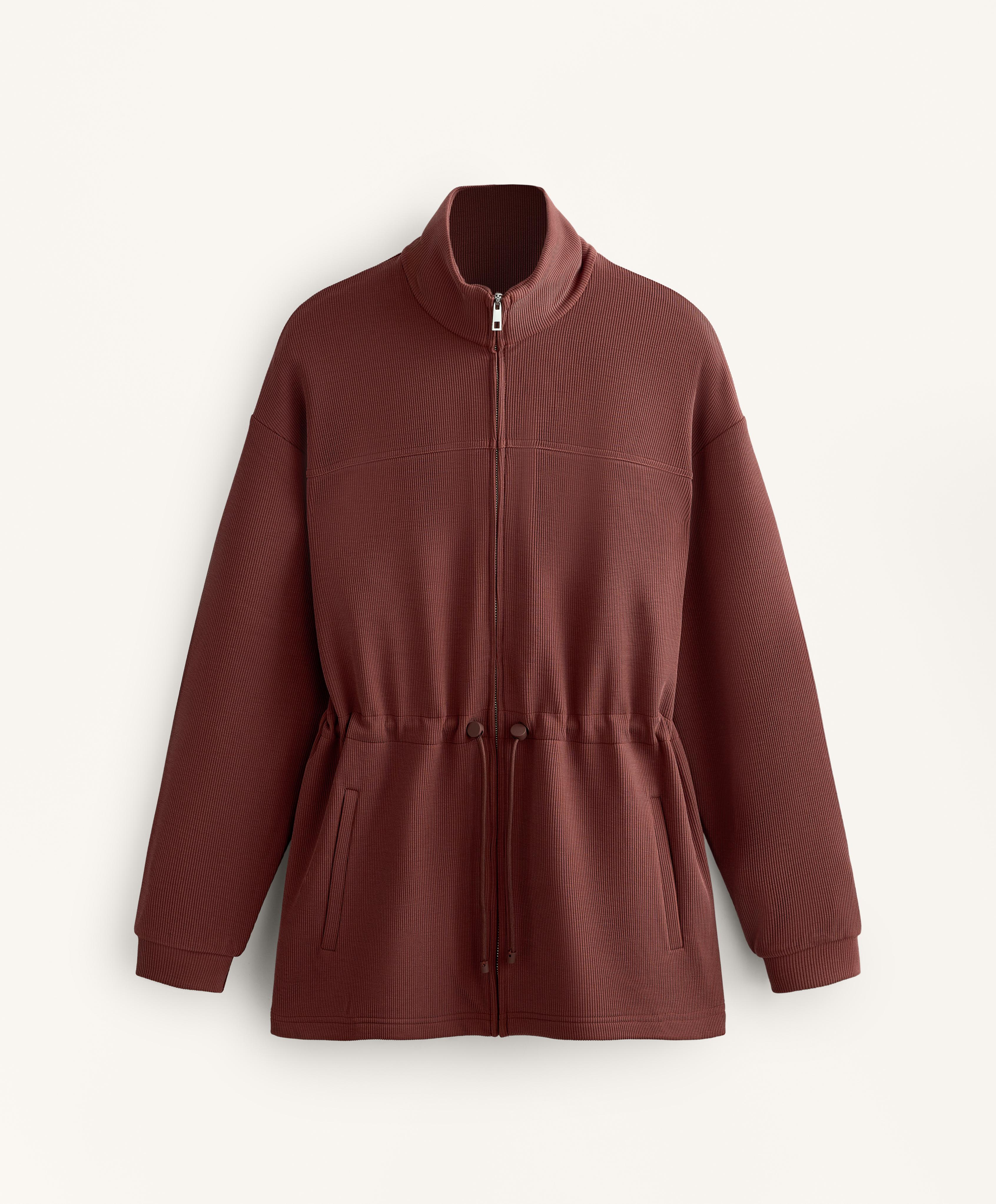 Long jacket with adjustable waist — MAHOGANY