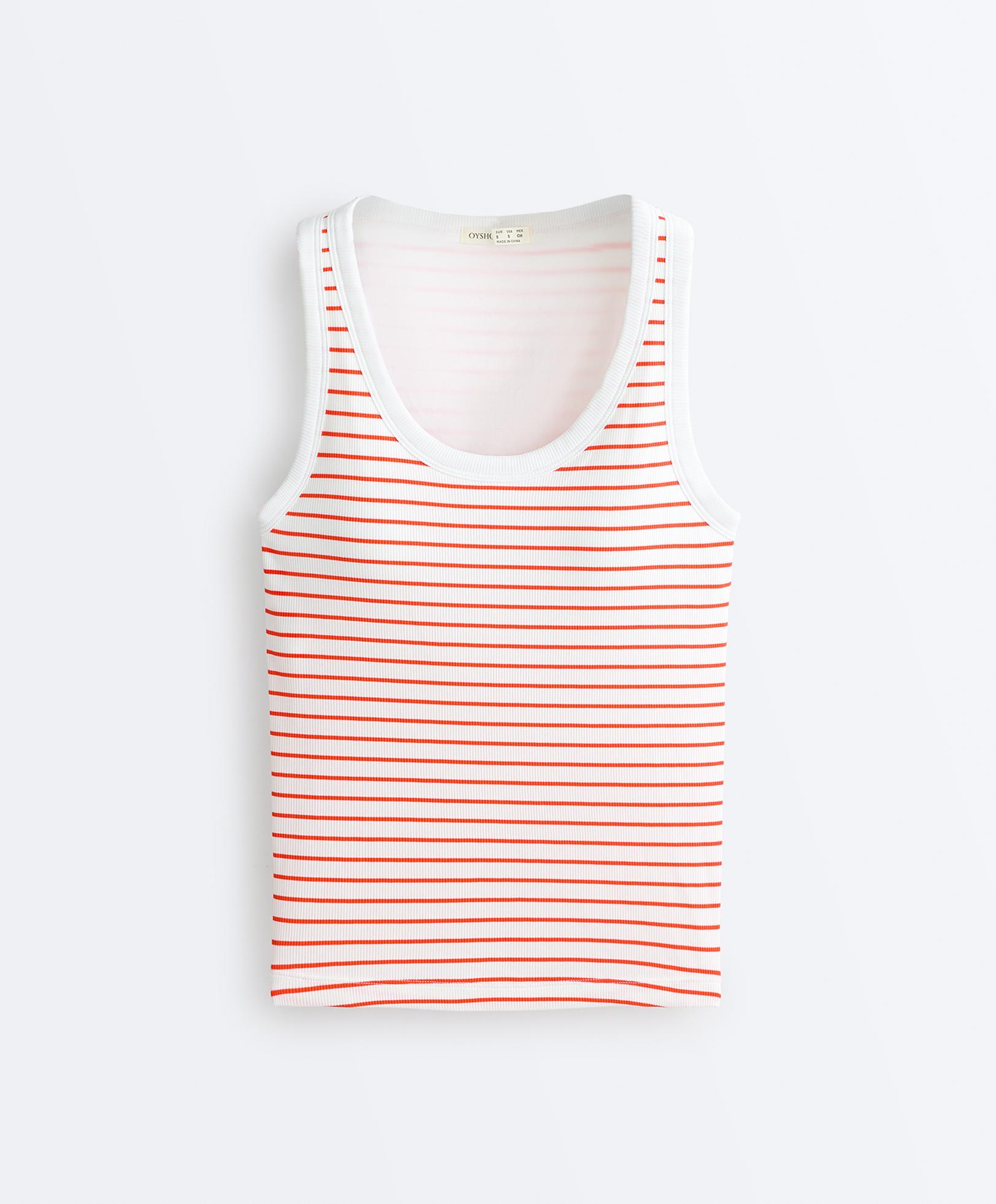 Long modal rib stripe tank top — BRIGHT ORANGE