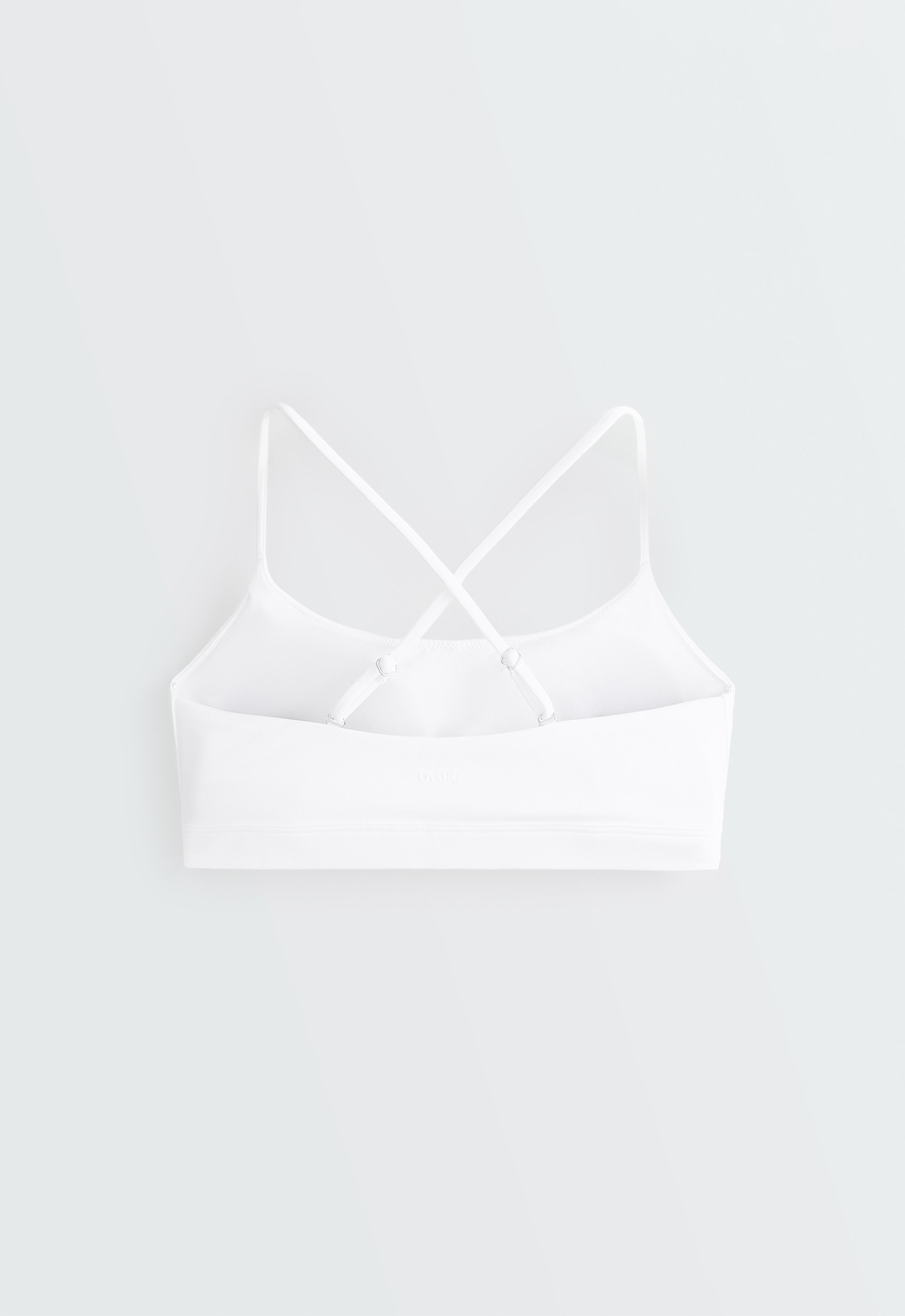 Low-support Comfortlux sports bra with crossover straps — WHITE