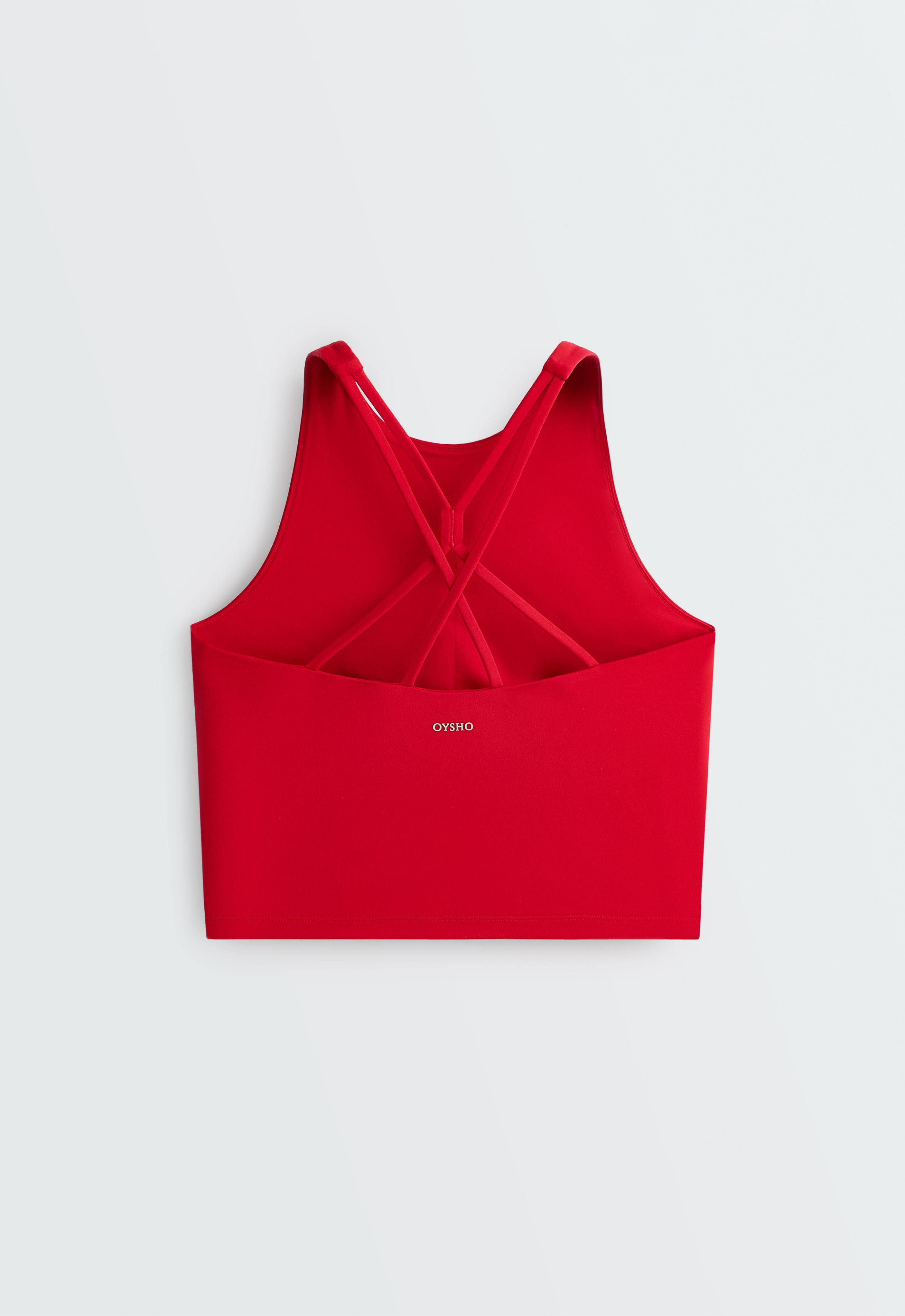 Comfortlux strappy tank top with cups — STRONG RED