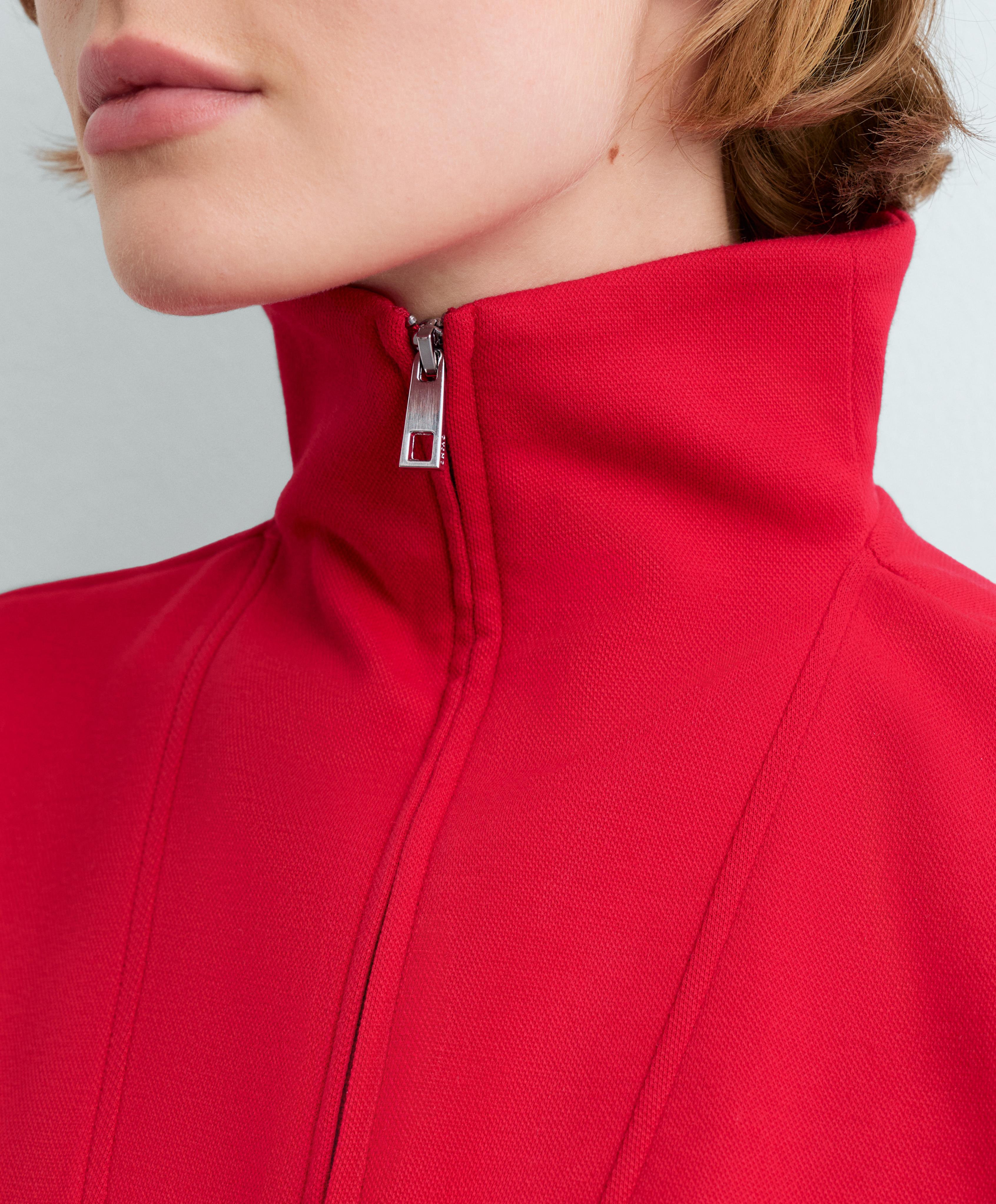 Cotton piqué sleeveless vest — BRIGHT RED