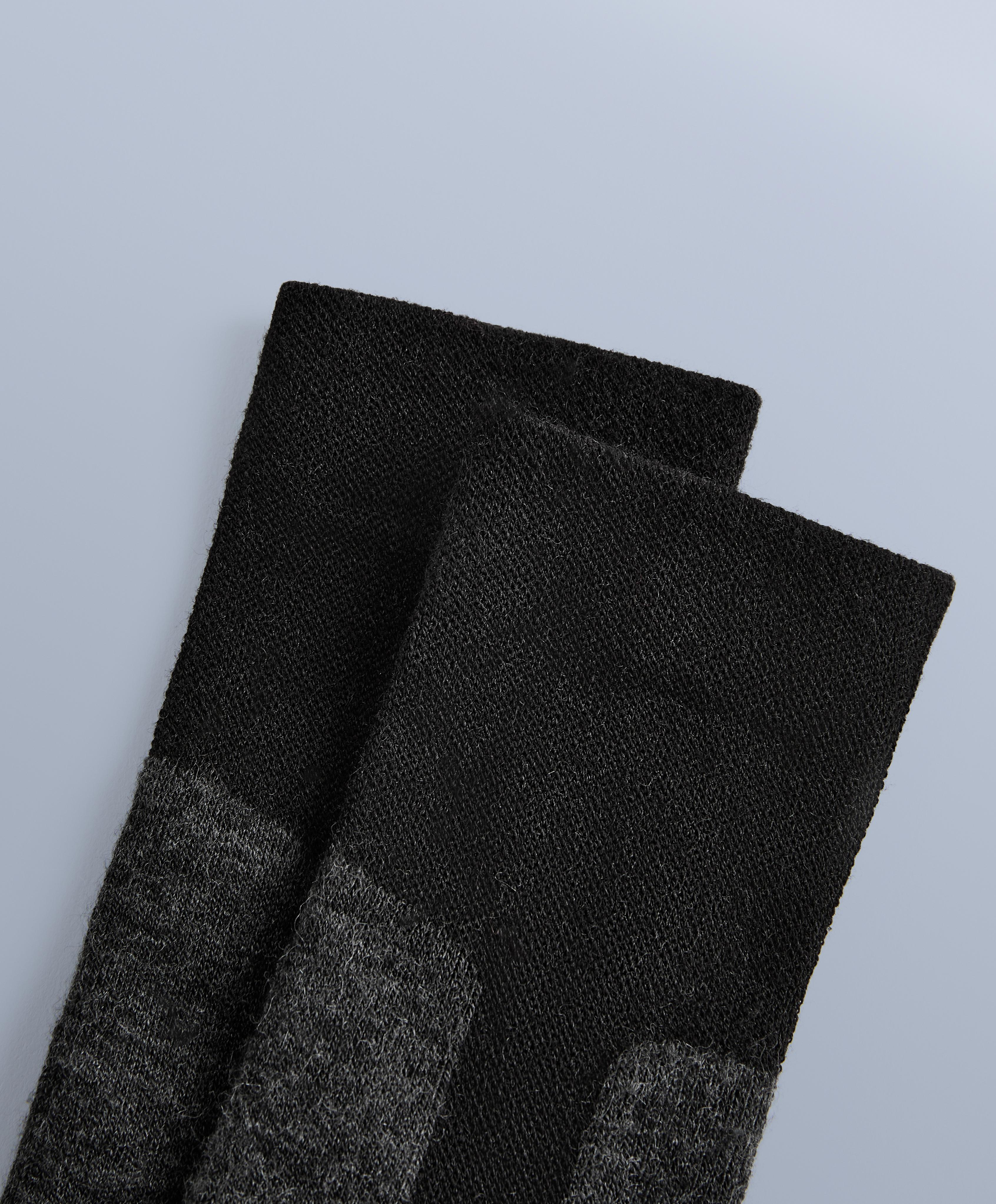WOOLMARK® wool blend long ski socks — BLACK