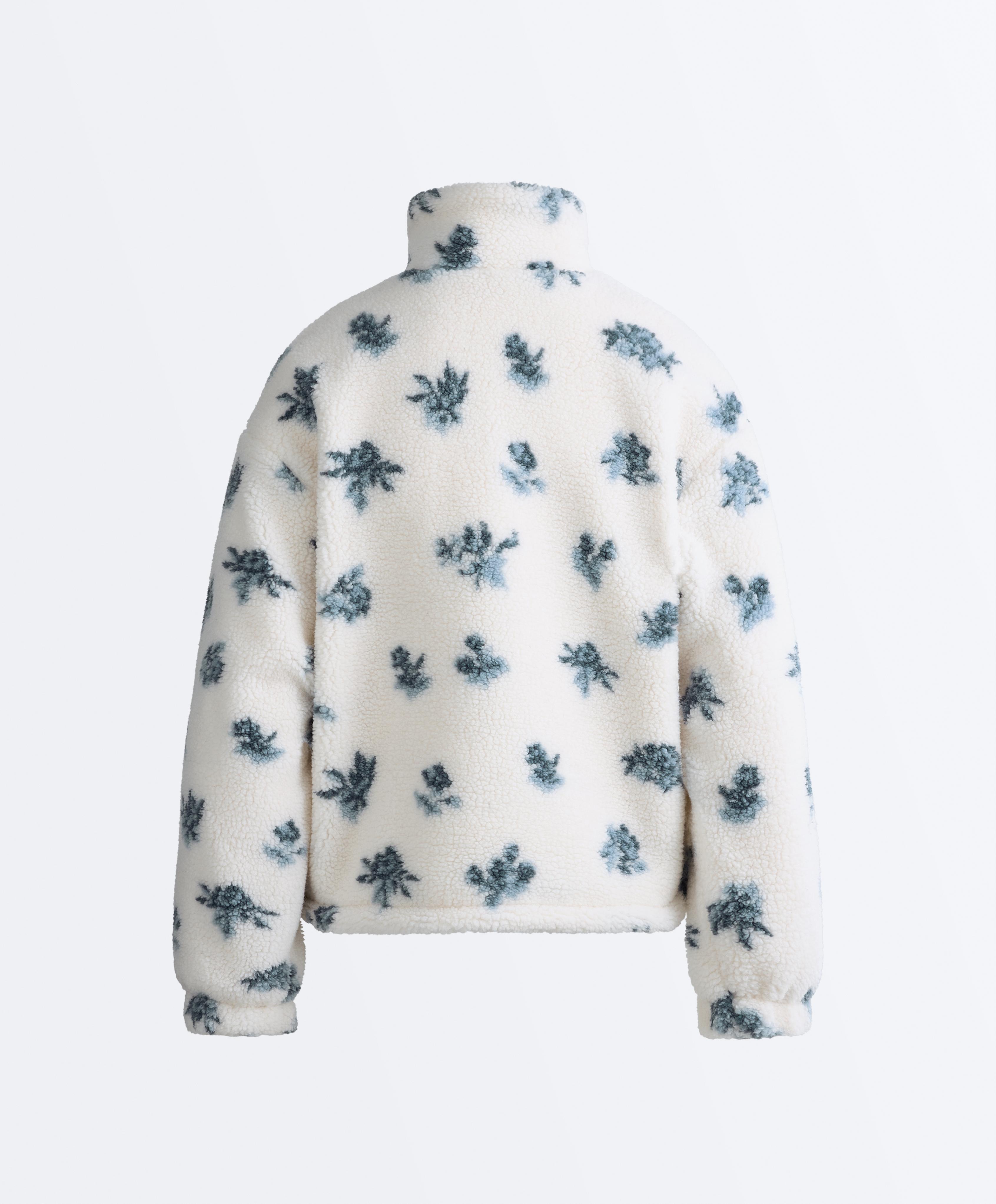 Floral faux-shearling jacket — DUSTY-BLUE