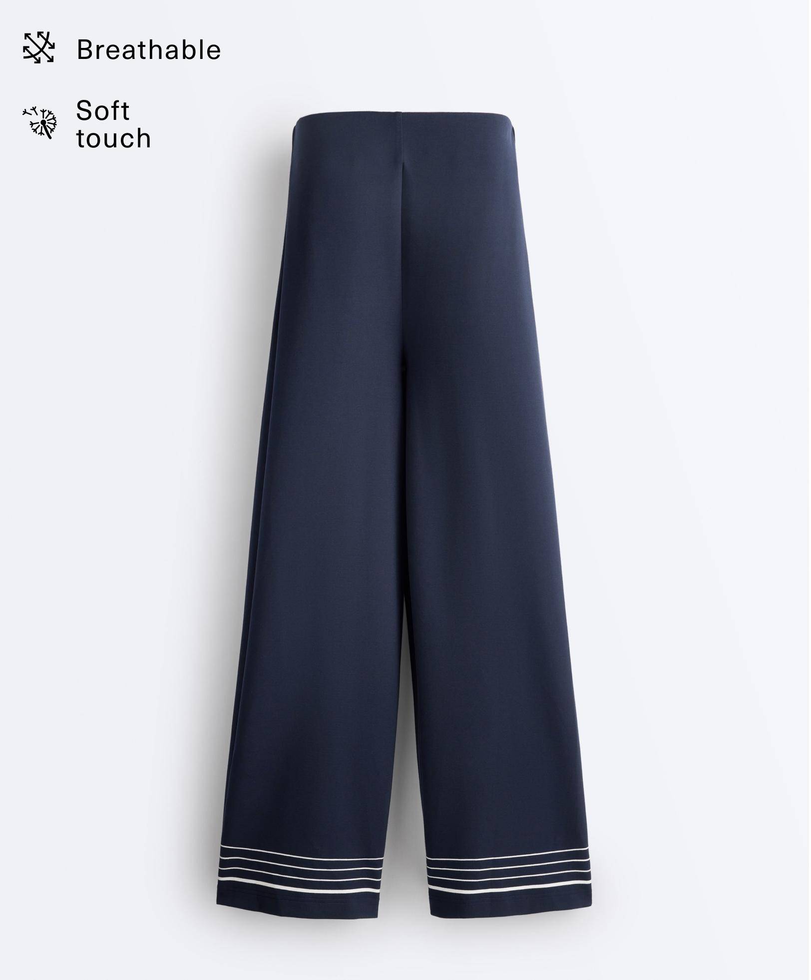 Pantalon modal doux à rayures marinière