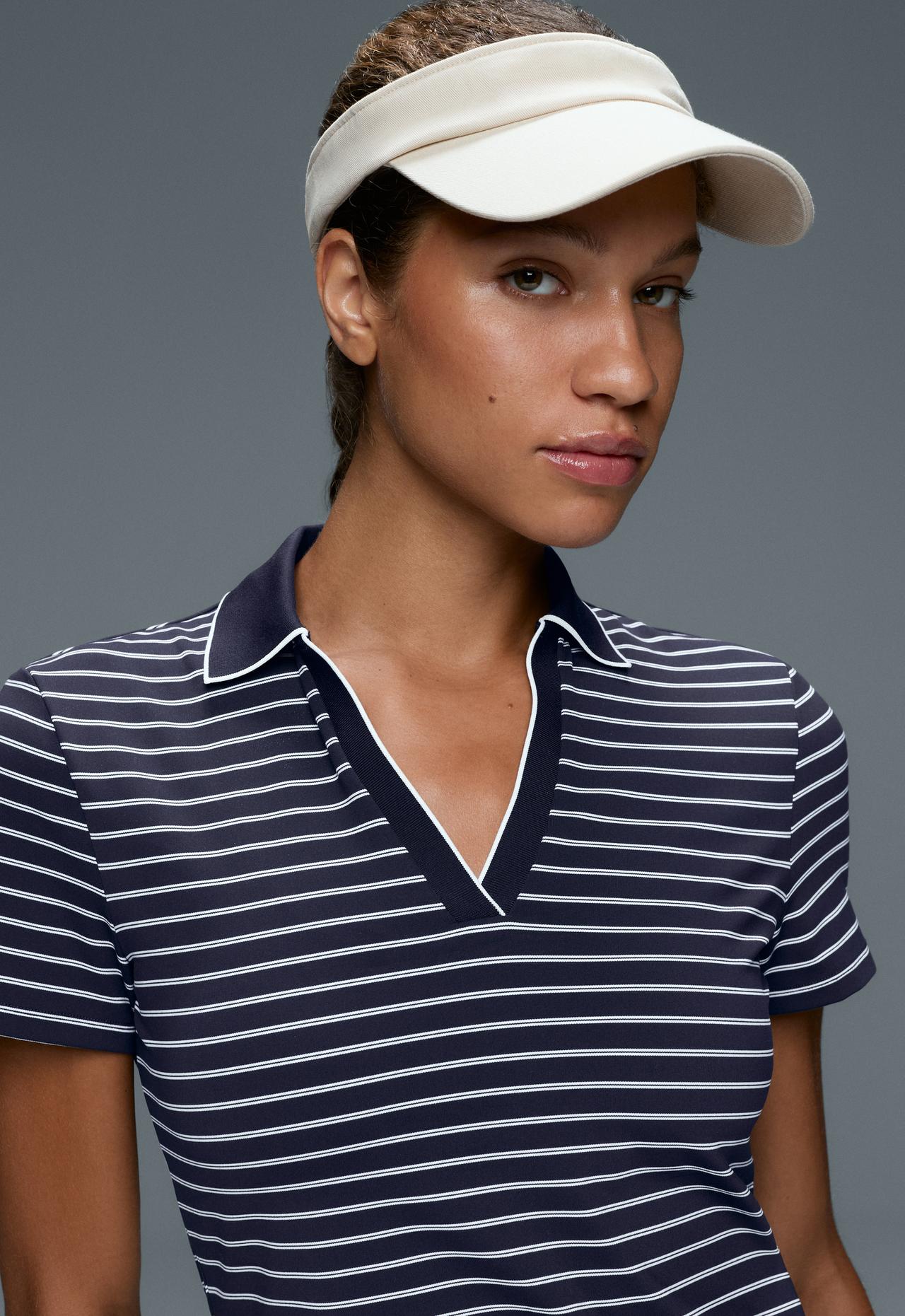 Striped Comfortlux short-sleeved polo shirt — NAVY BLUE