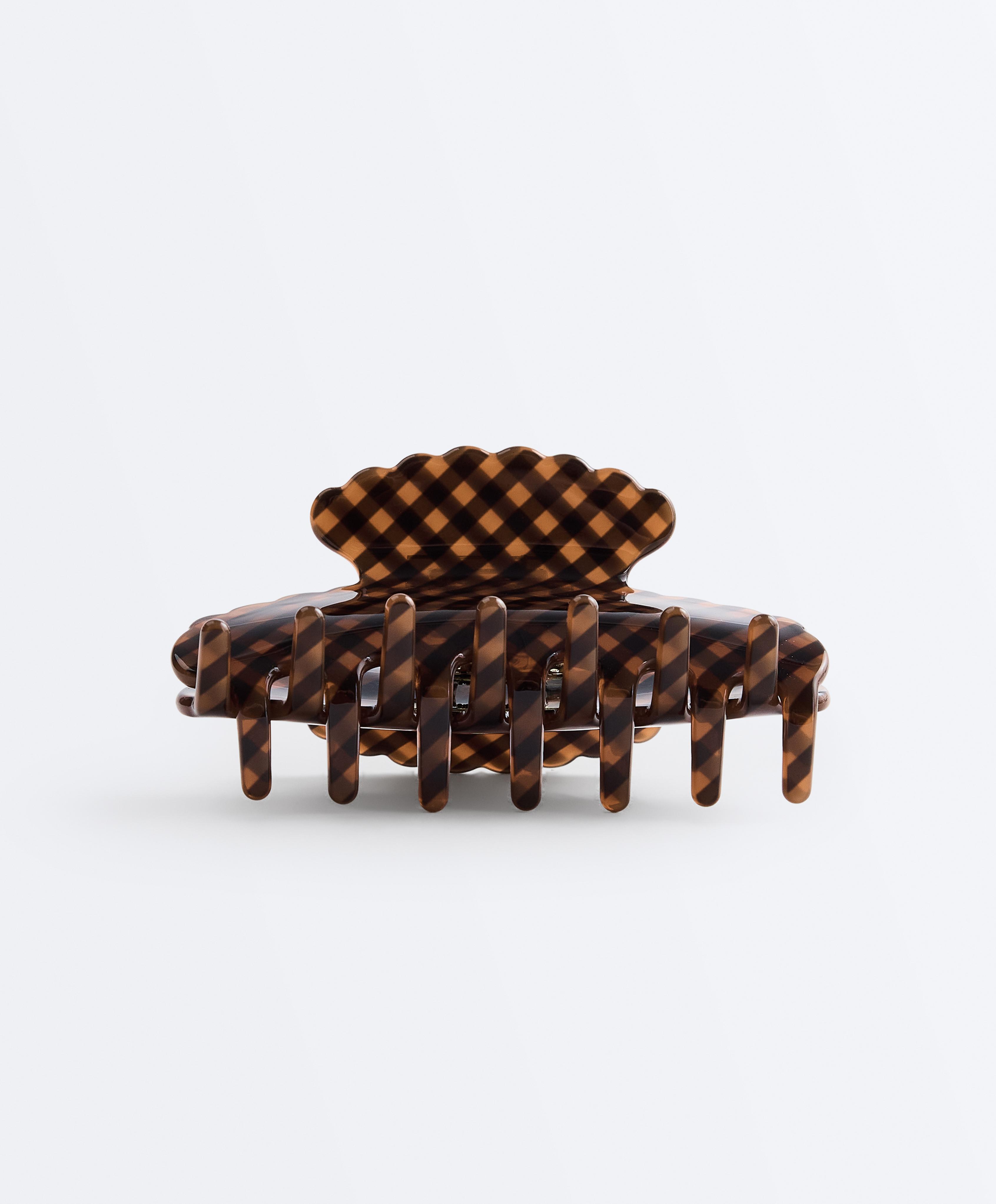 Gingham hair claw — COPPER