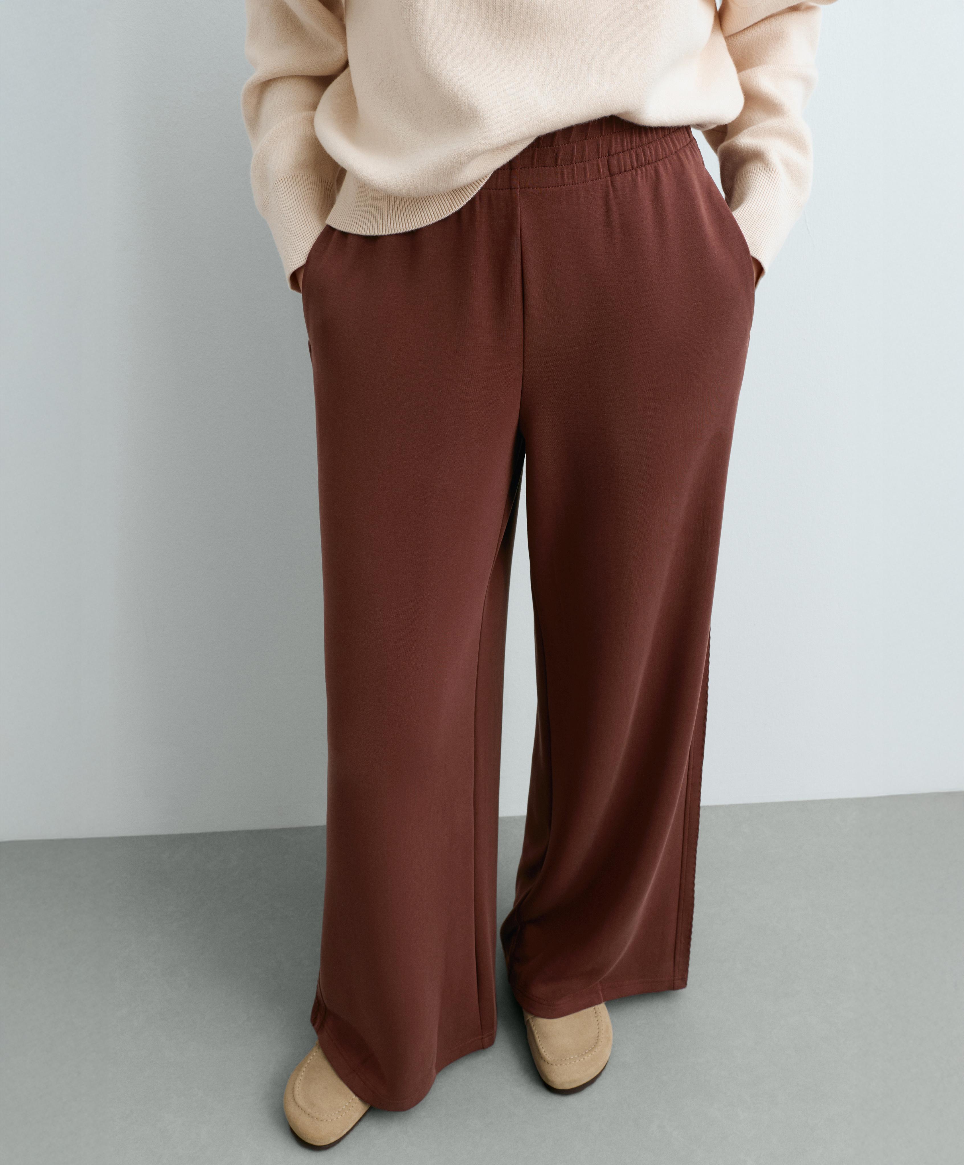 Straight-leg trousers with soft-touch modal — TERRACOTTA