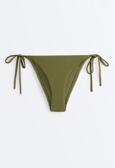 Medium-coverage tie rib bikini briefs — LIGHT KHAKI 7
