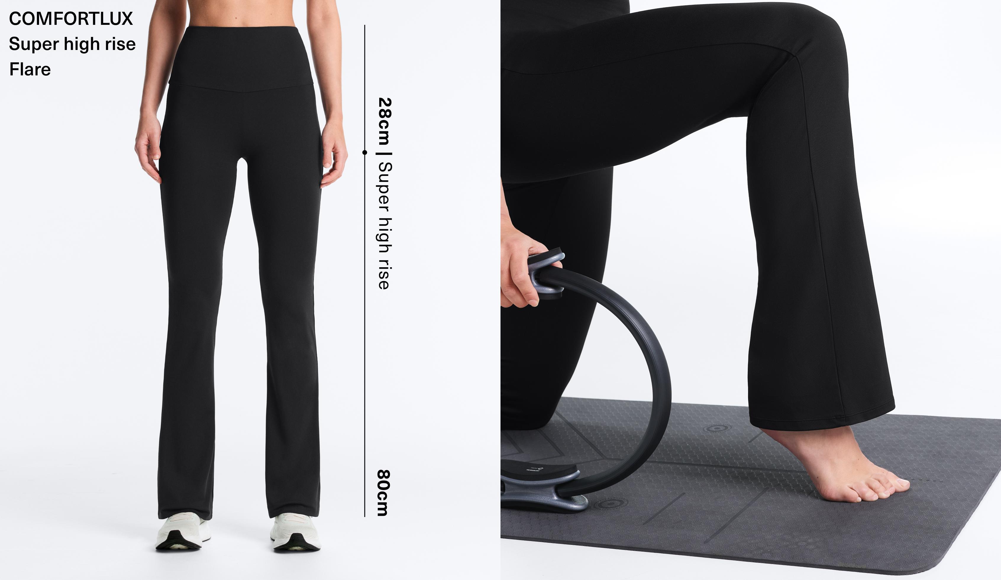 Super high rise Comfortlux flare trousers — BLACK