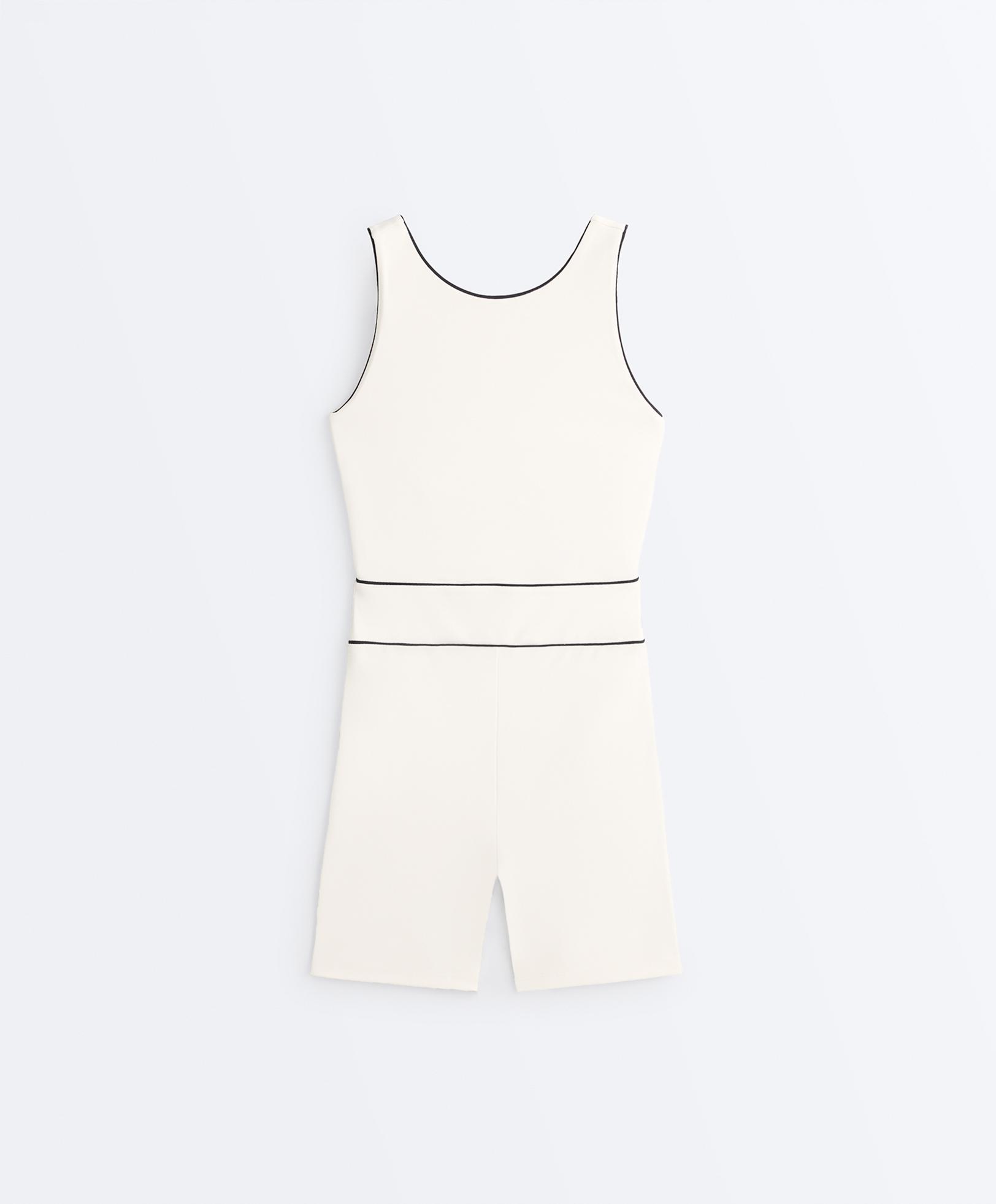 Comfortlux Piping Short Jumpsuit — PALE ECRU