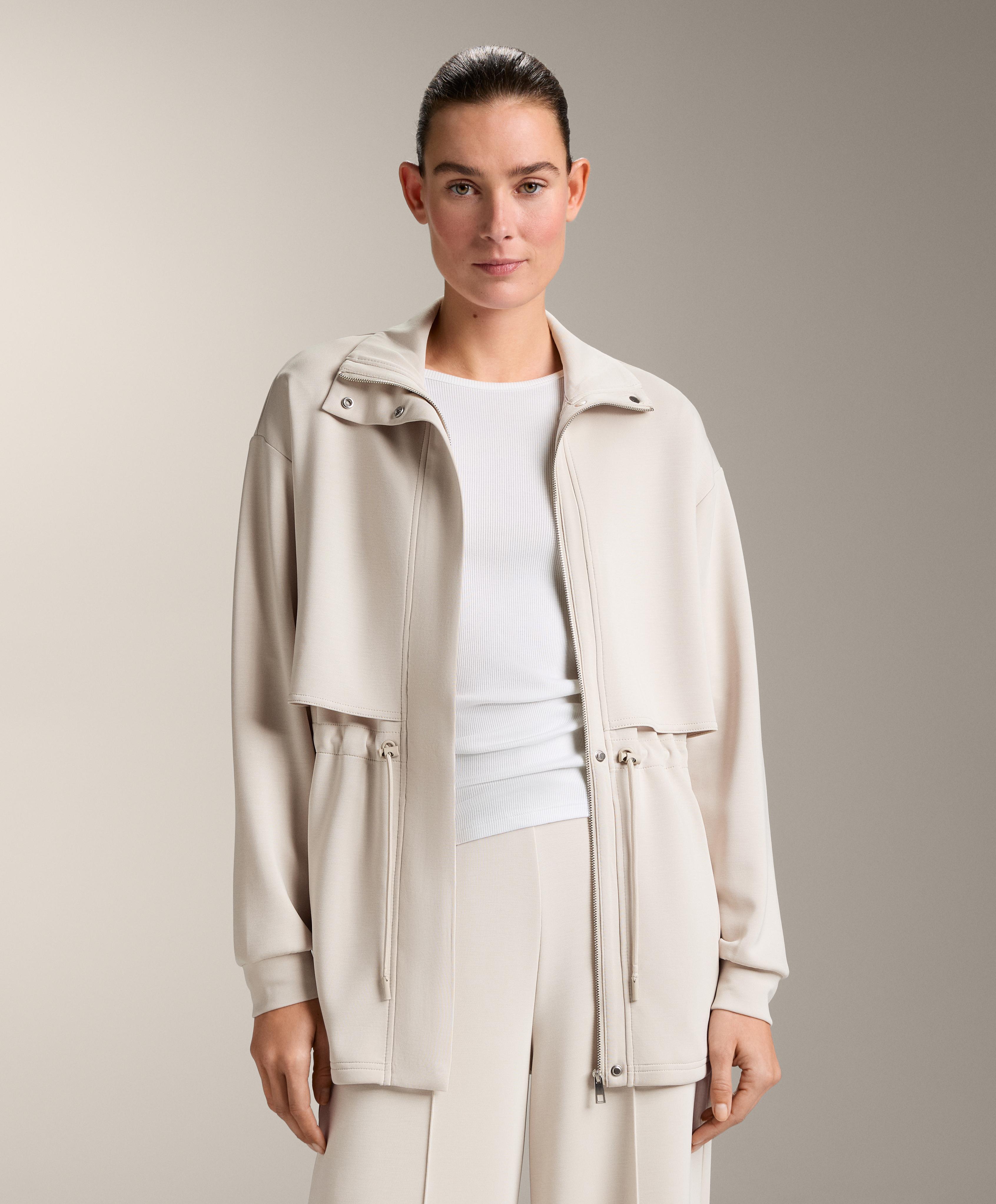 Long soft-touch jacket with modal and pockets — PALE MINK