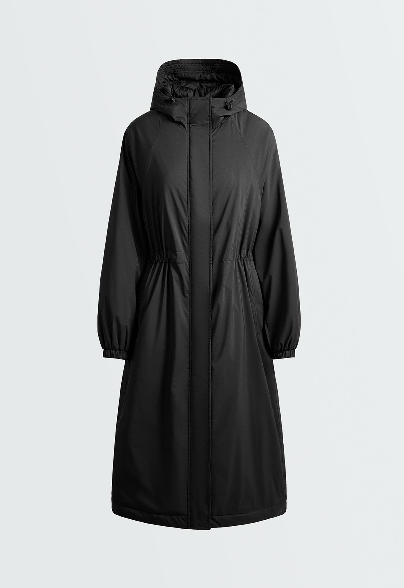 10k Thindown® waterproof super extra-light long padded jacket — BLACK