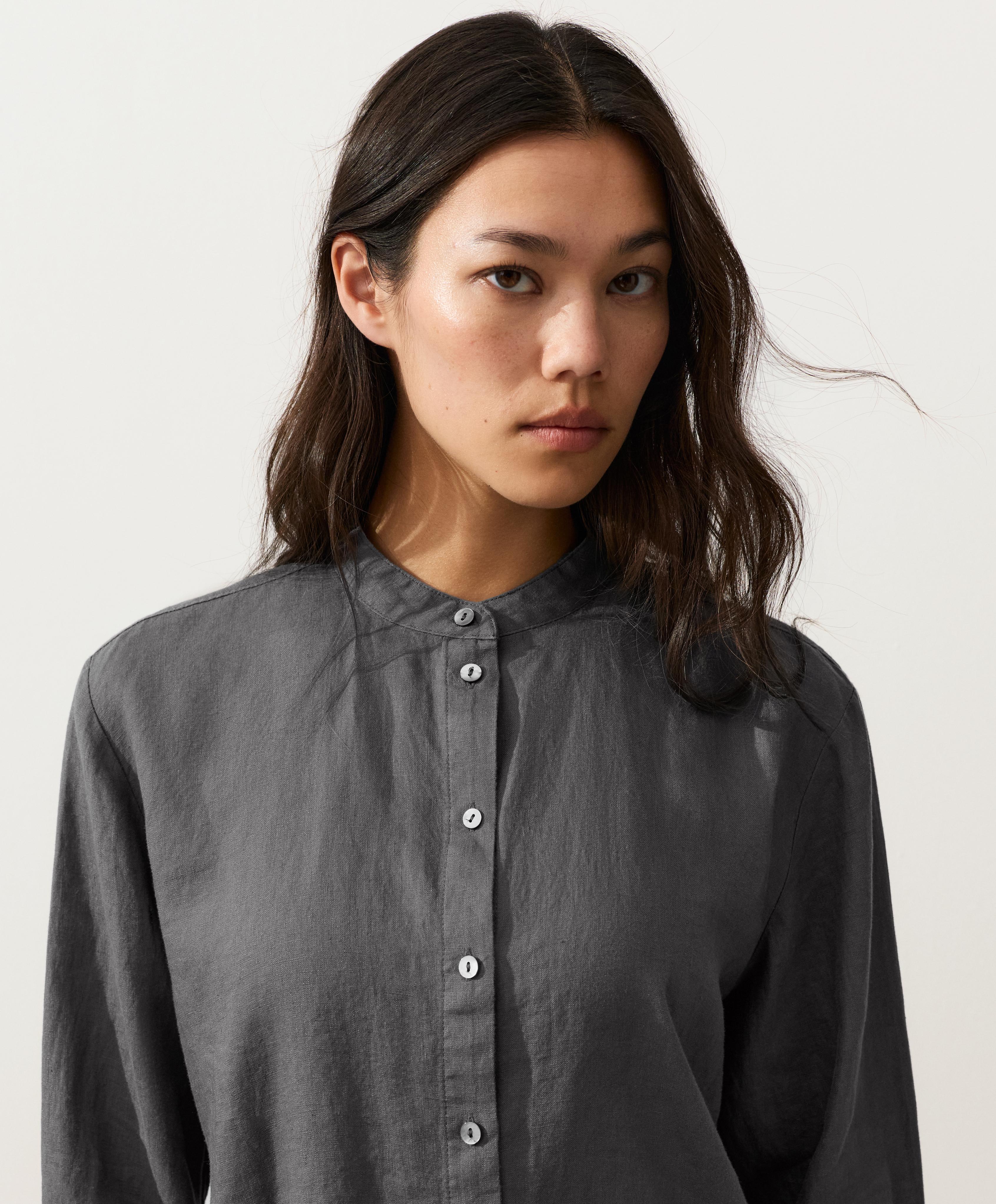 100% linen stand-up collar shirt 100% linen stand-up collar shirt