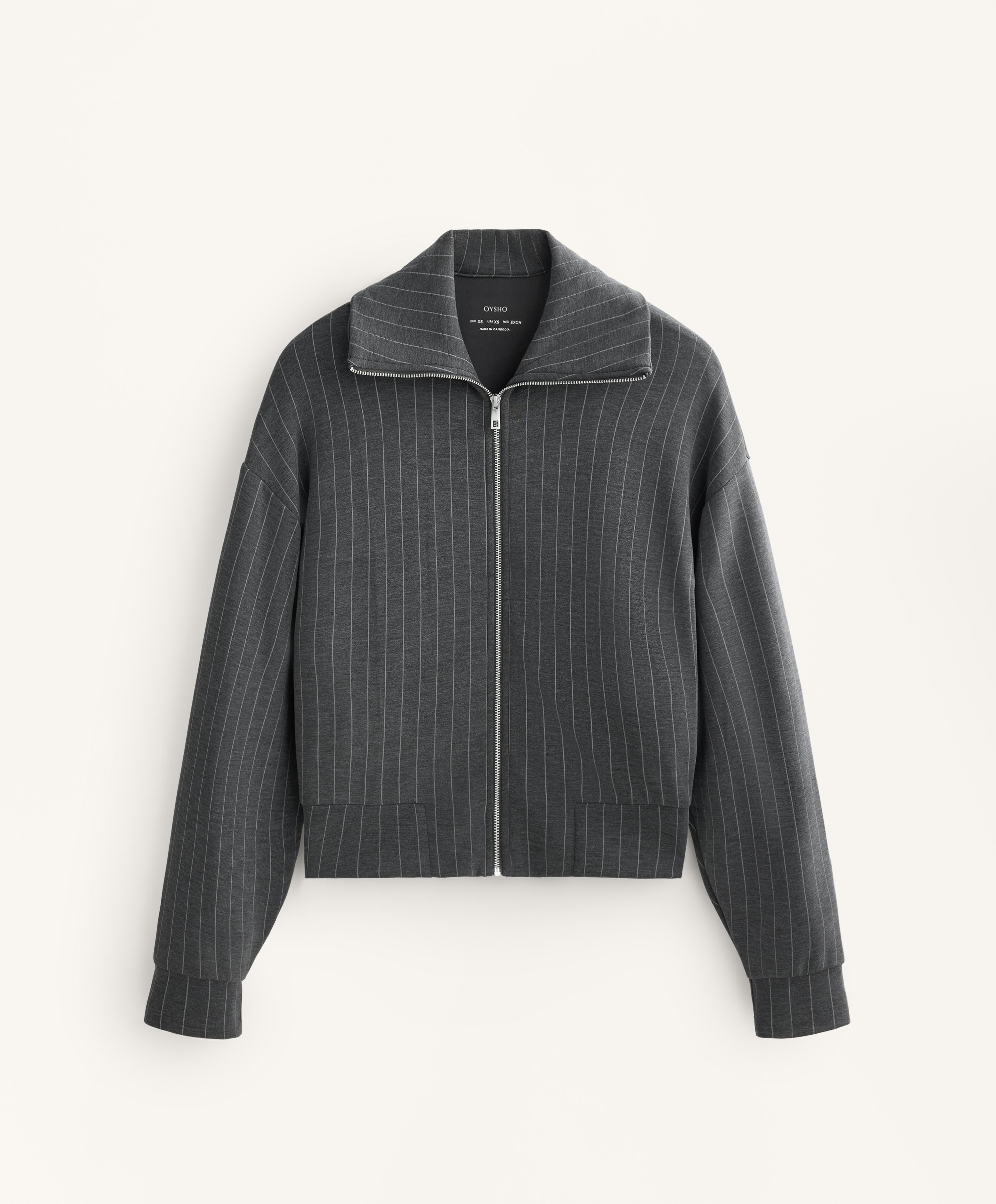 Boxy striped jacket with back pleat and soft-touch modal Boxy striped jacket with back pleat and soft-touch modal