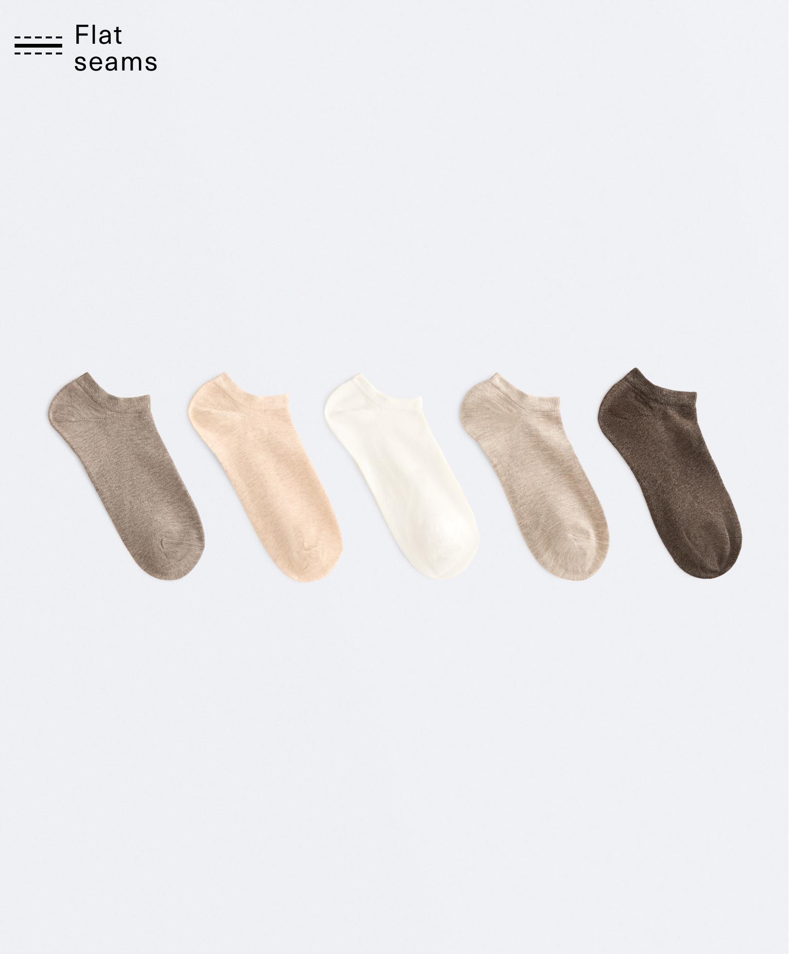 5 pairs of cotton blend sneaker socks — SAND MELANGE
