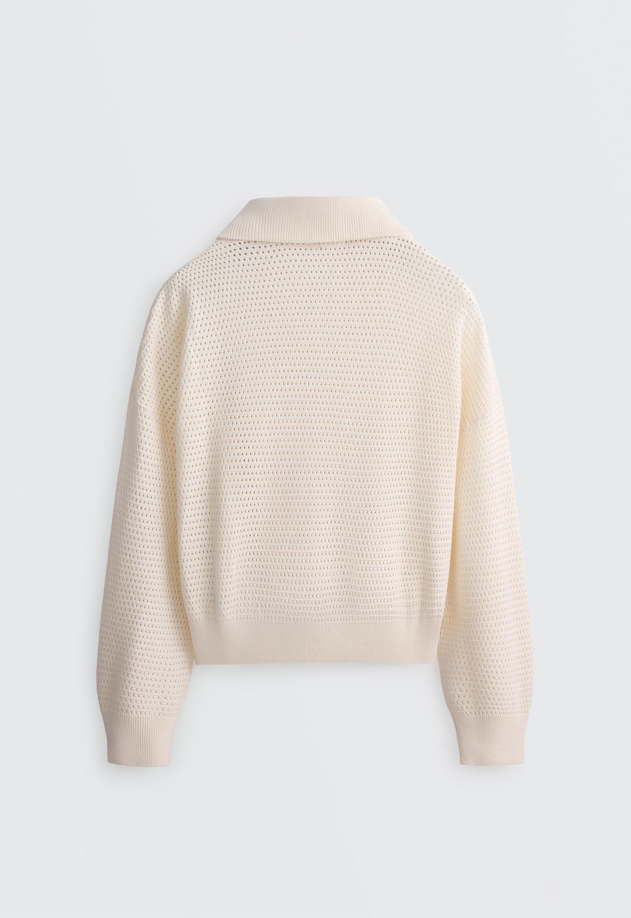 Cotton-blend open knit jumper — PALE ECRU
