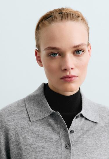 Polo knit 100% wool — BLUE-GREY 3