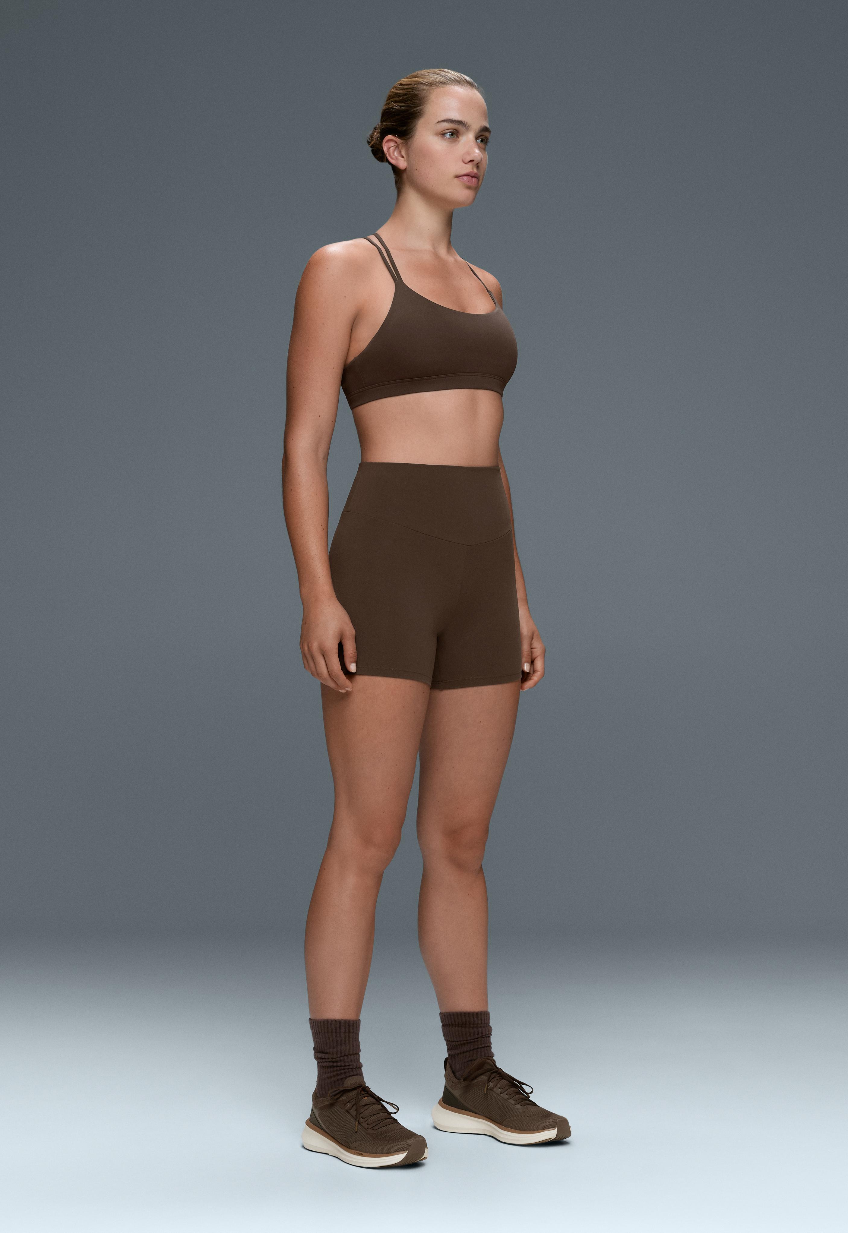 Comfortlux high-waisted 10cm hot pants — DARK BROWN