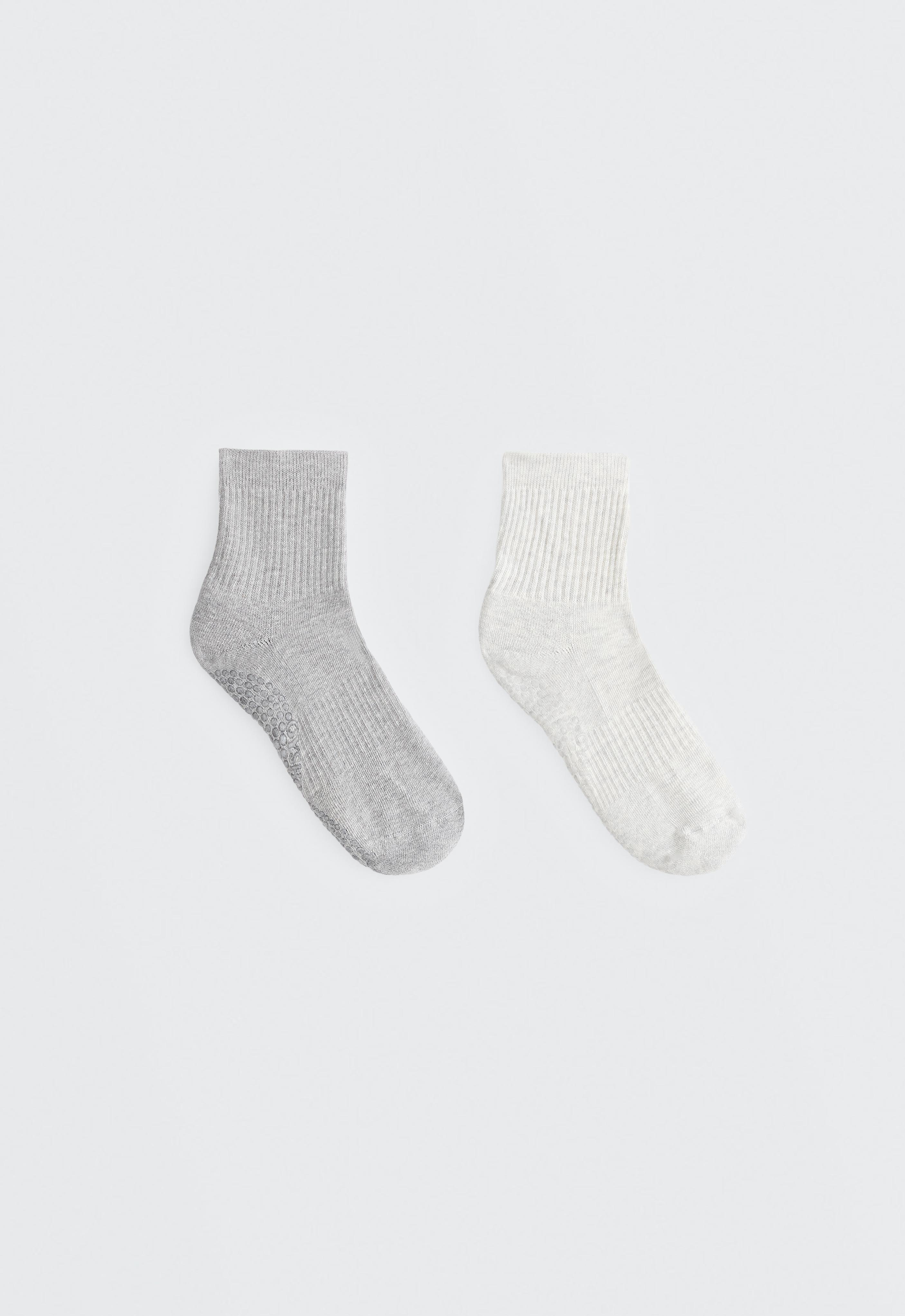 2 pares de calcetines quarter yoga y pilates acolchados con algodón