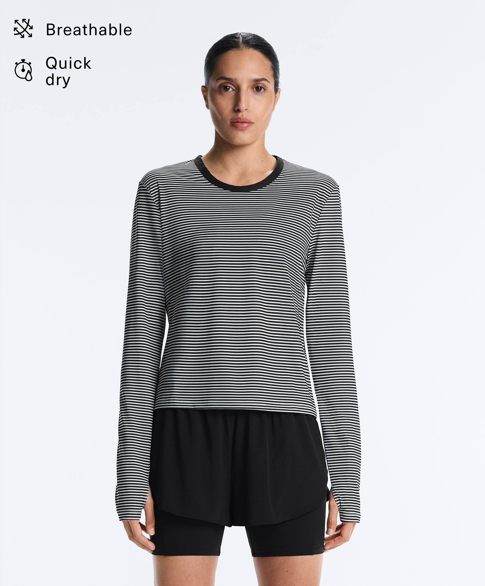Long-sleeved striped technical T-shirt Long-sleeved striped technical T-shirt
