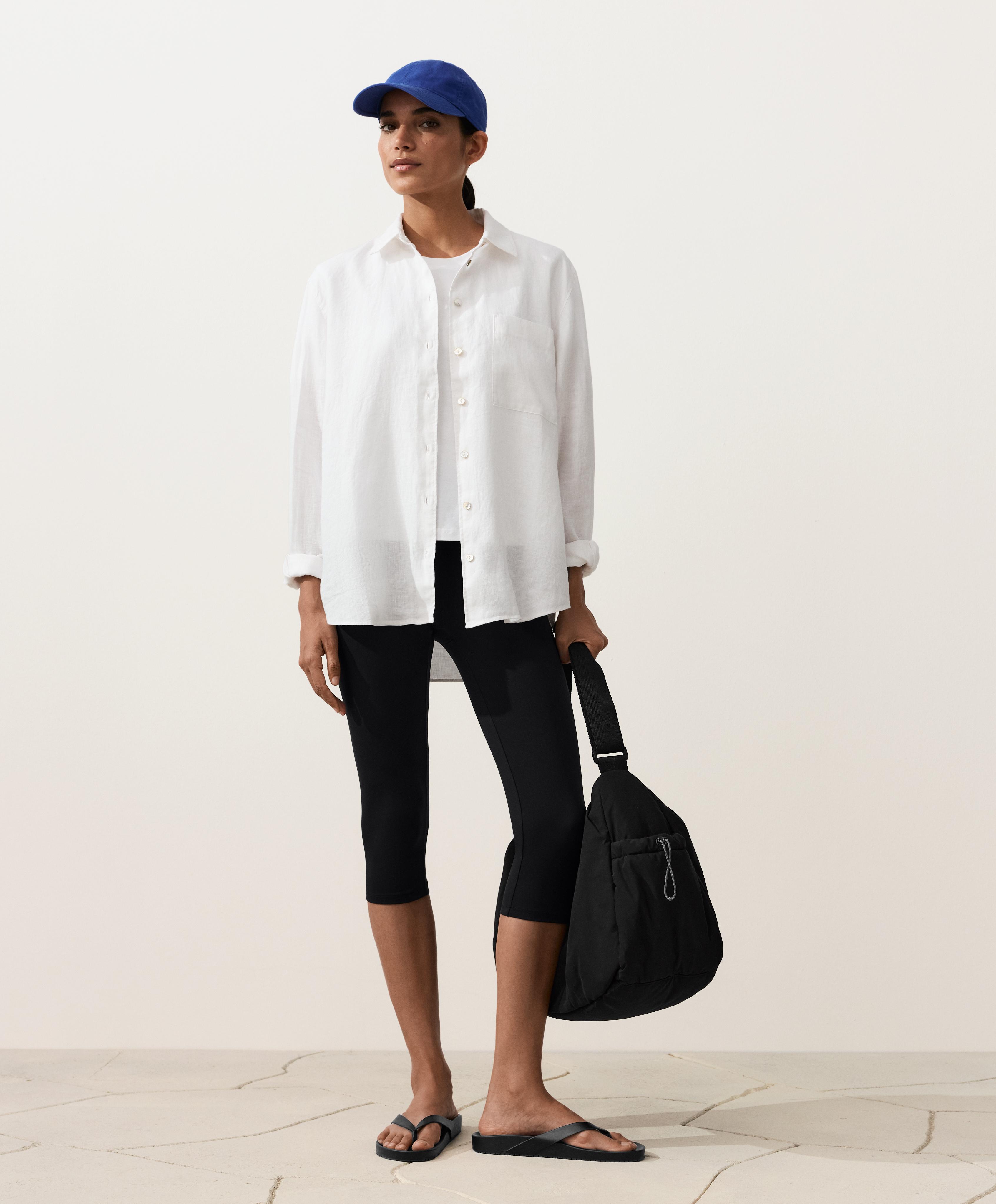 100% linen relaxed shirt — WHITE