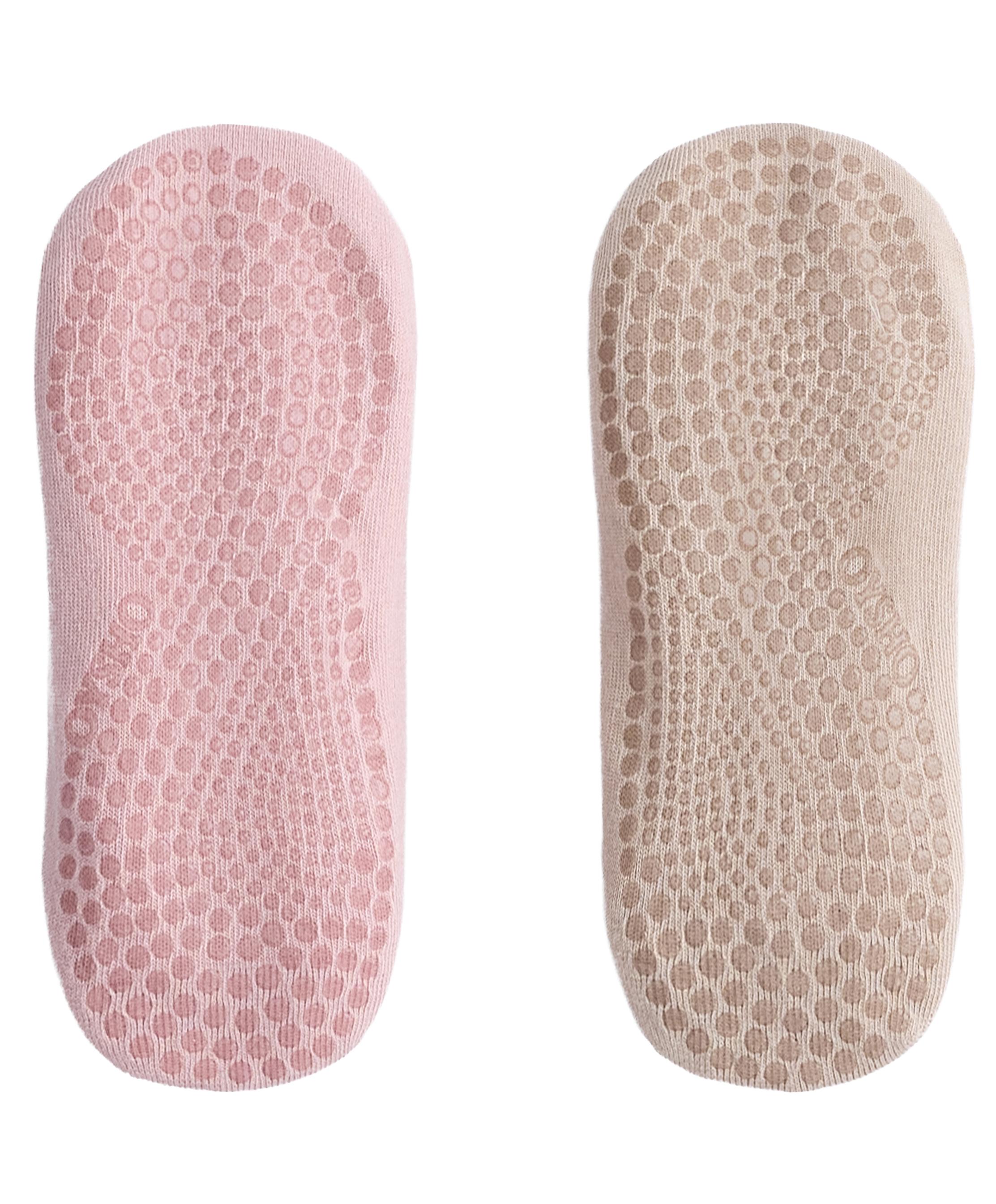 2 pairs of cotton blend yoga and Pilates sneaker socks with crossover straps — PALE PINK