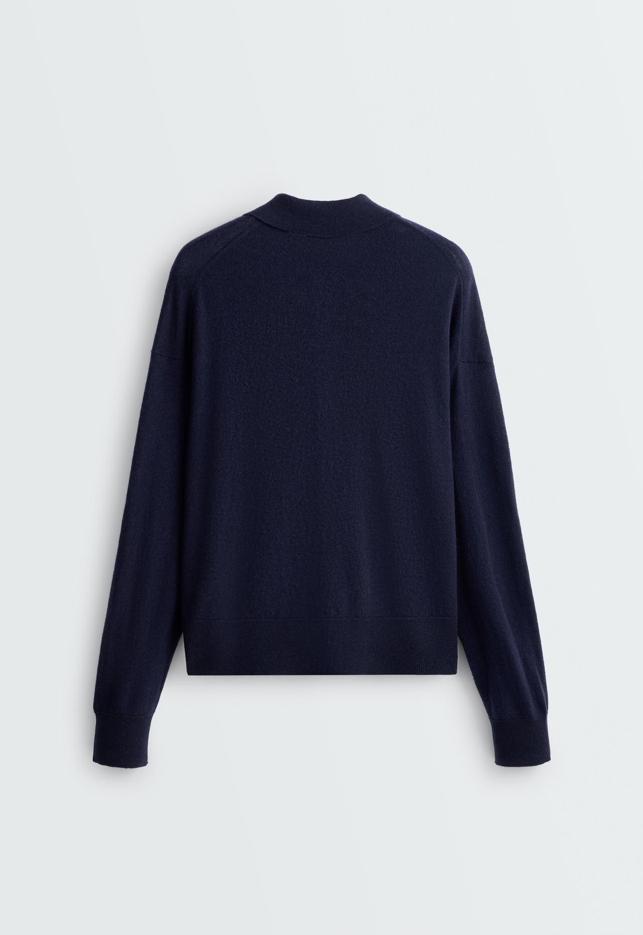 Polo knit 100% wool — INK BLUE