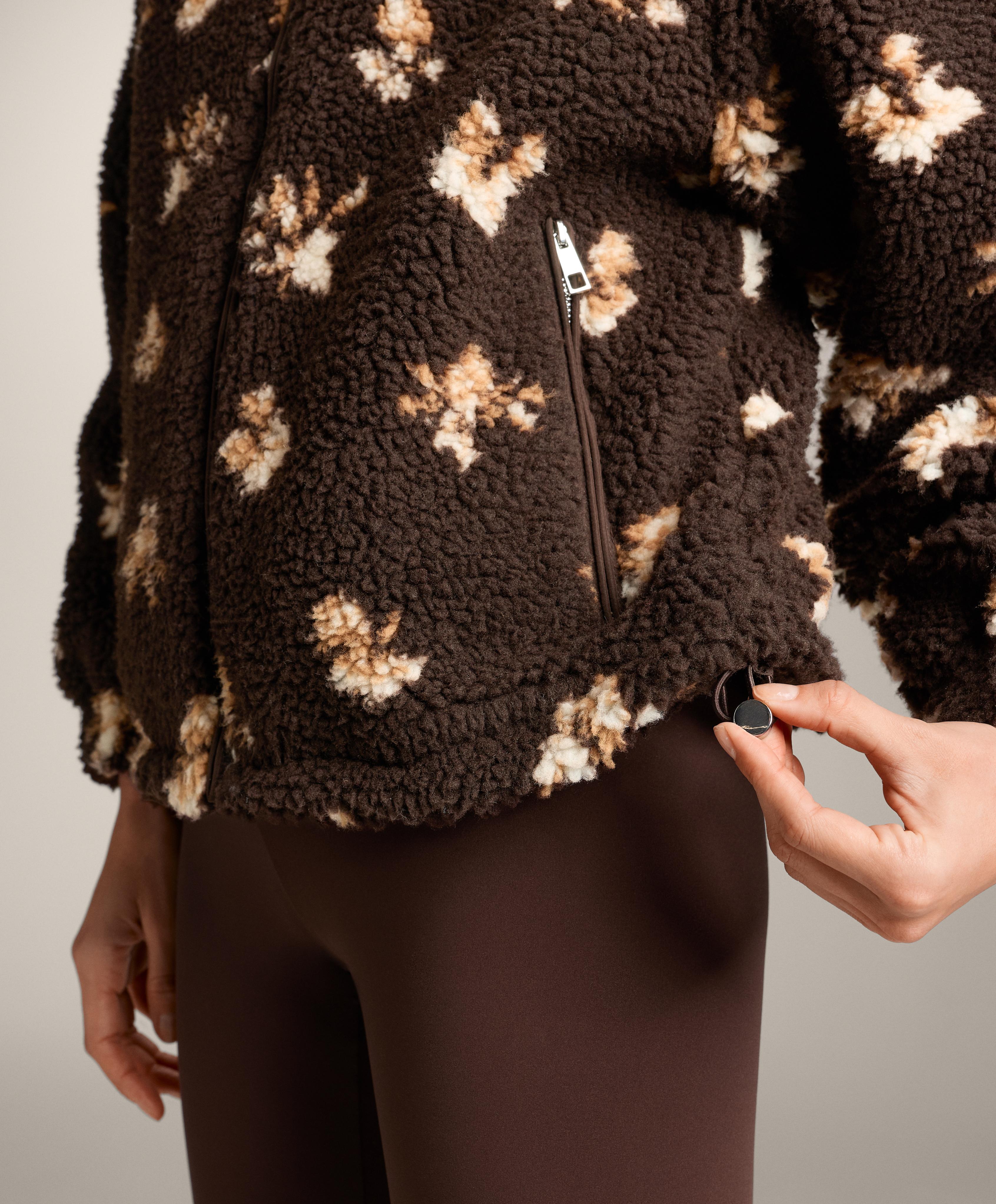 Faux-shearling floral print jacket — CLAY