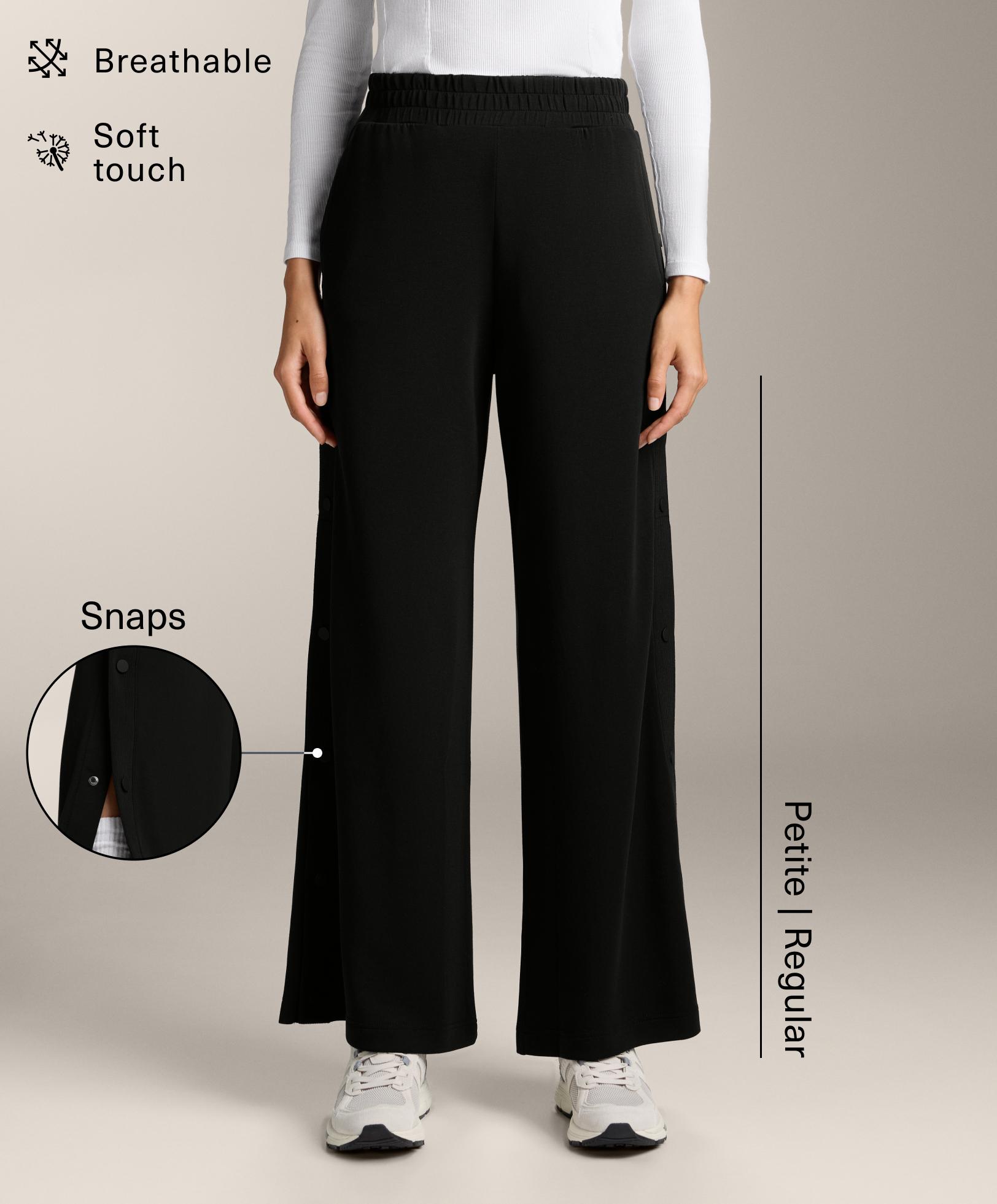 Straight-leg trousers with buttons and rib with soft-touch modal Straight-leg trousers with buttons and rib with soft-touch modal