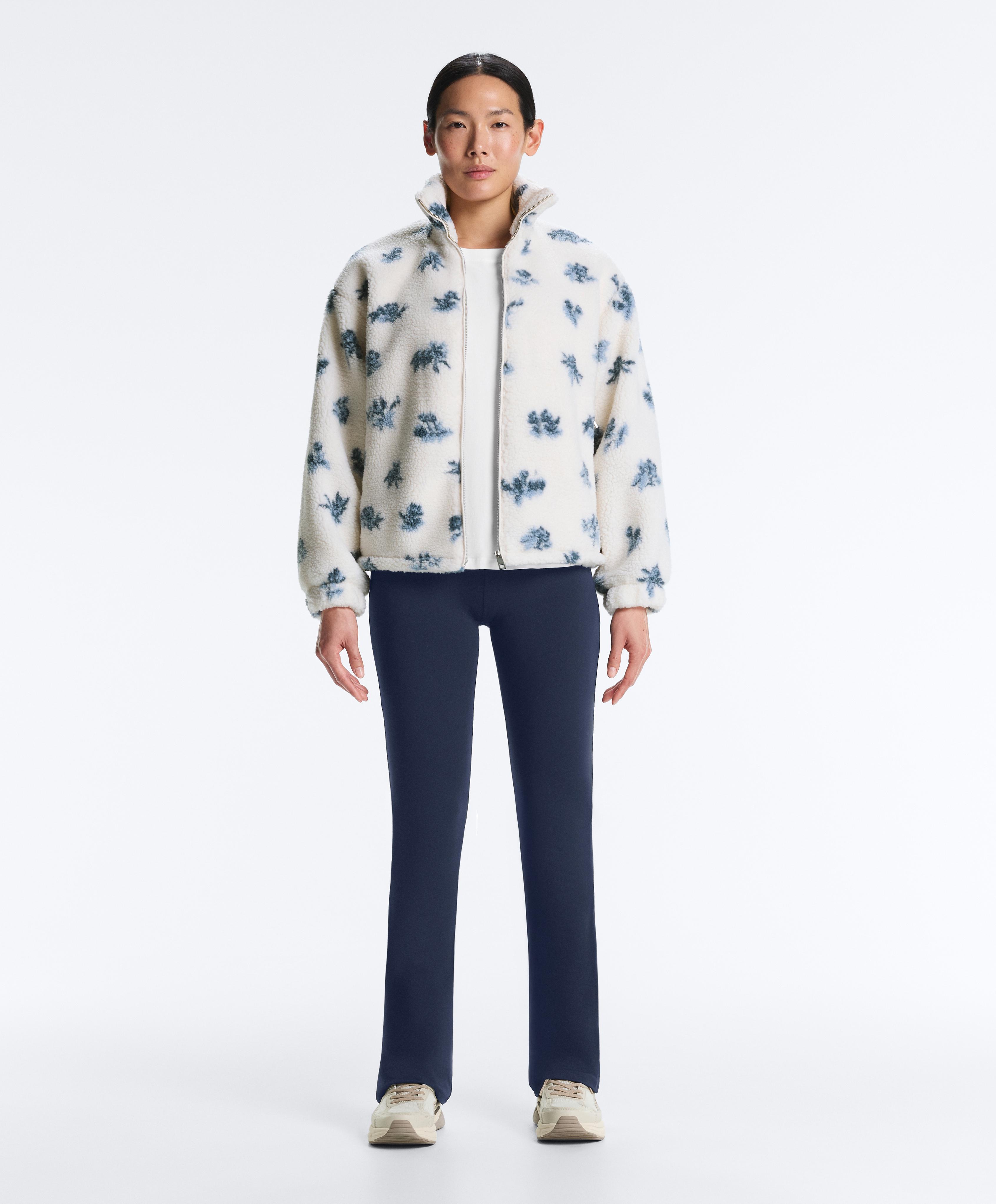 Floral faux-shearling jacket — DUSTY-BLUE