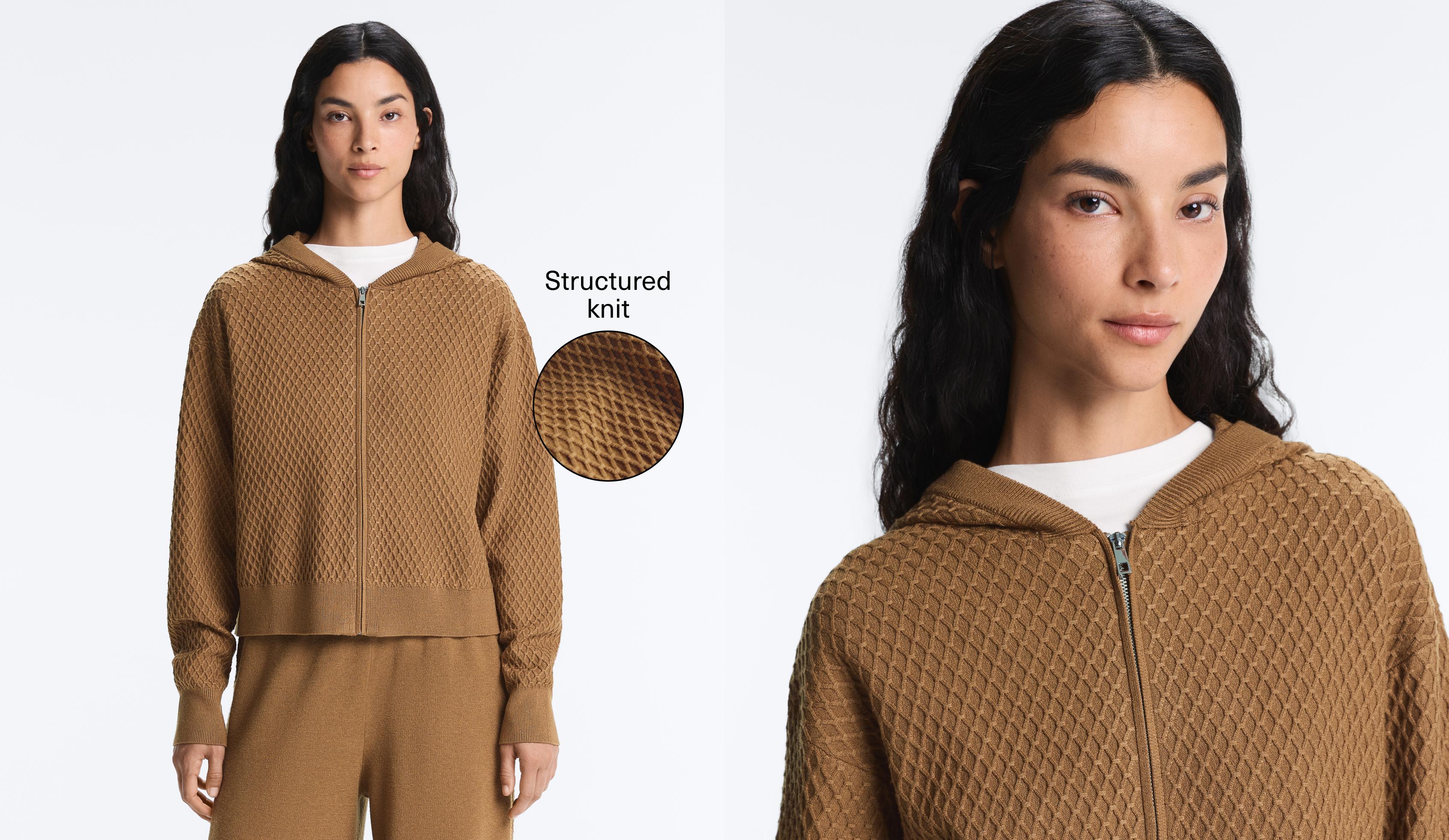 Structured knit hooded jacket Structured knit hooded jacket