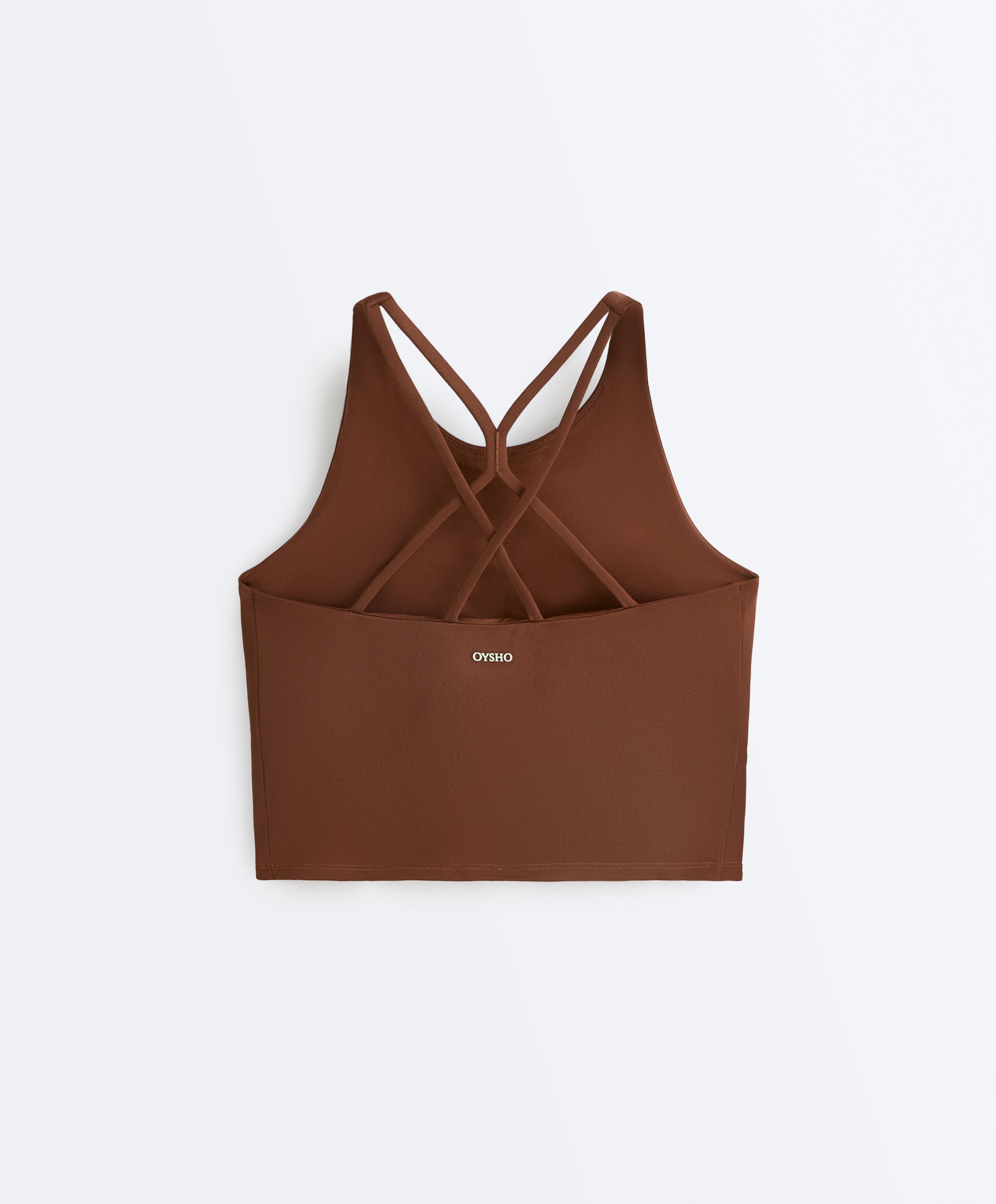 Comfortlux strappy tank top with cups — COFFEE