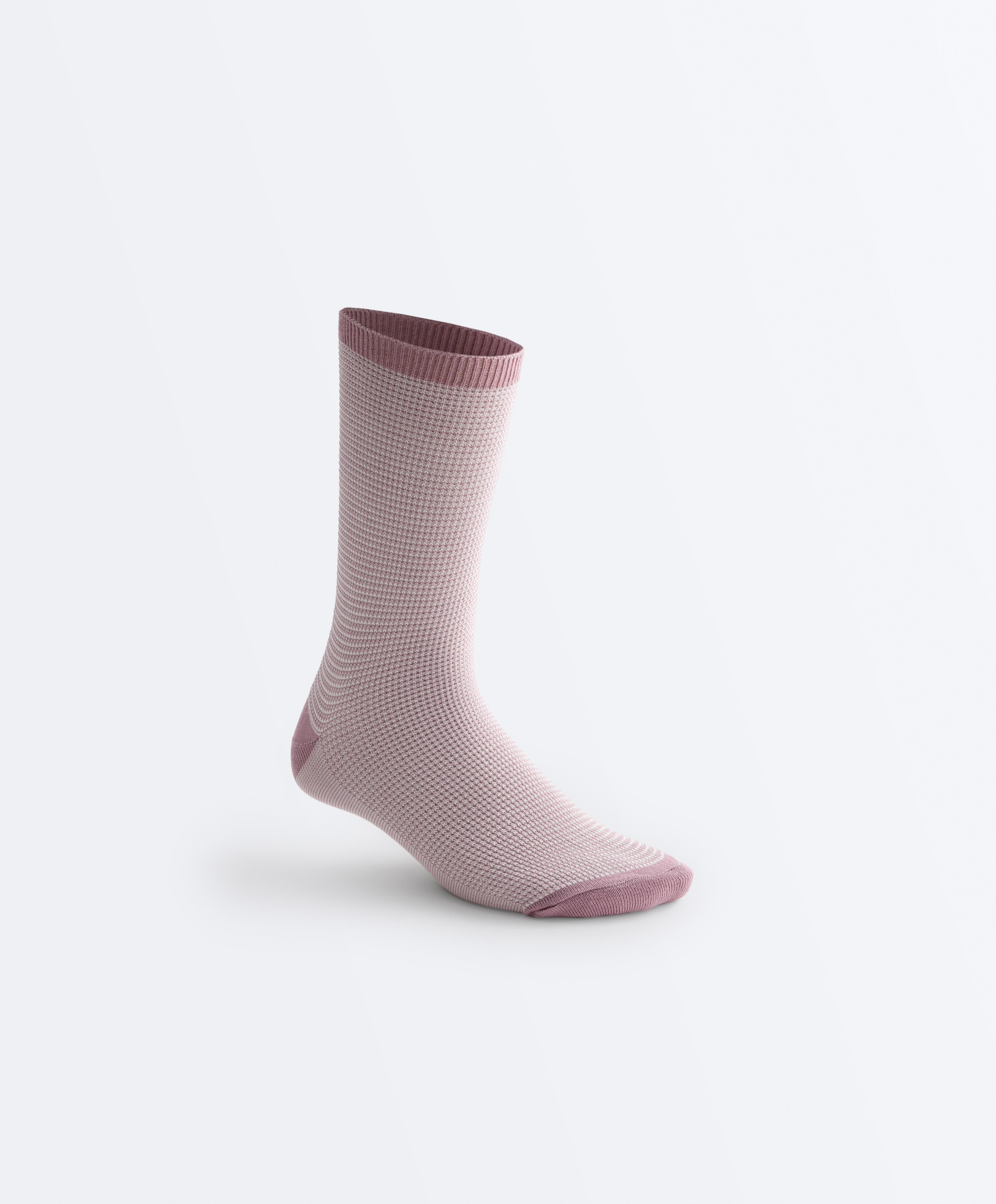 3 pairs of classic cotton textured socks — PINK-MAUVE