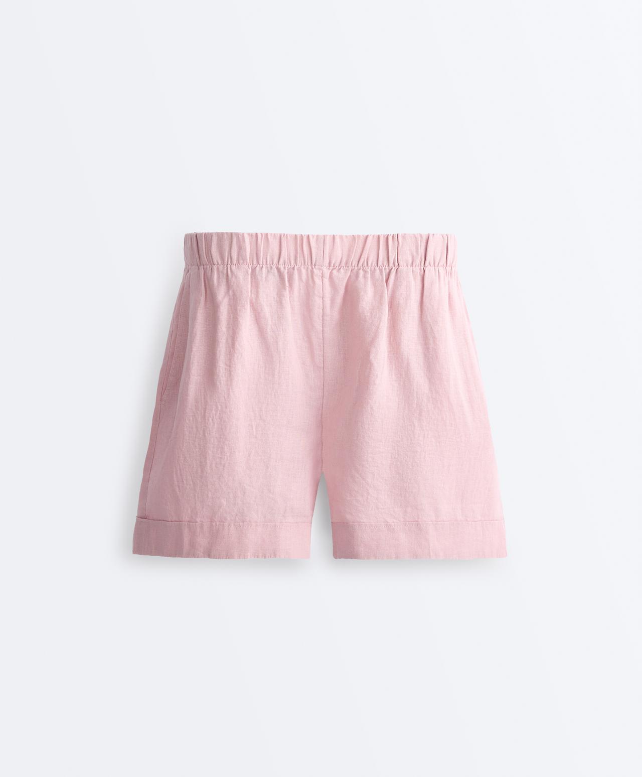 100% linen Bermuda shorts — DUSTY PINK
