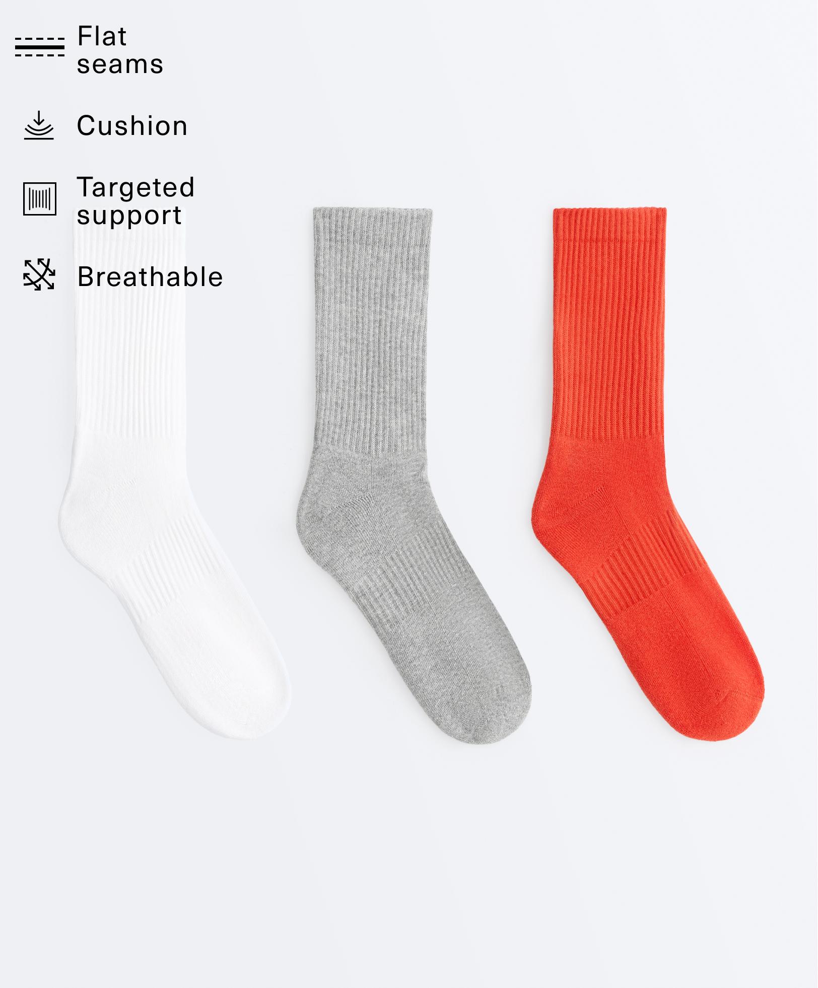 3 pairs of cotton blend classic socks — BRIGHT ORANGE