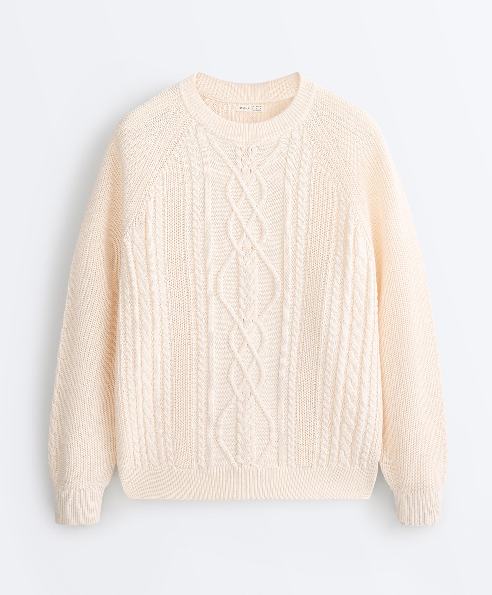 100% cotton cable knit jumper — ECRU