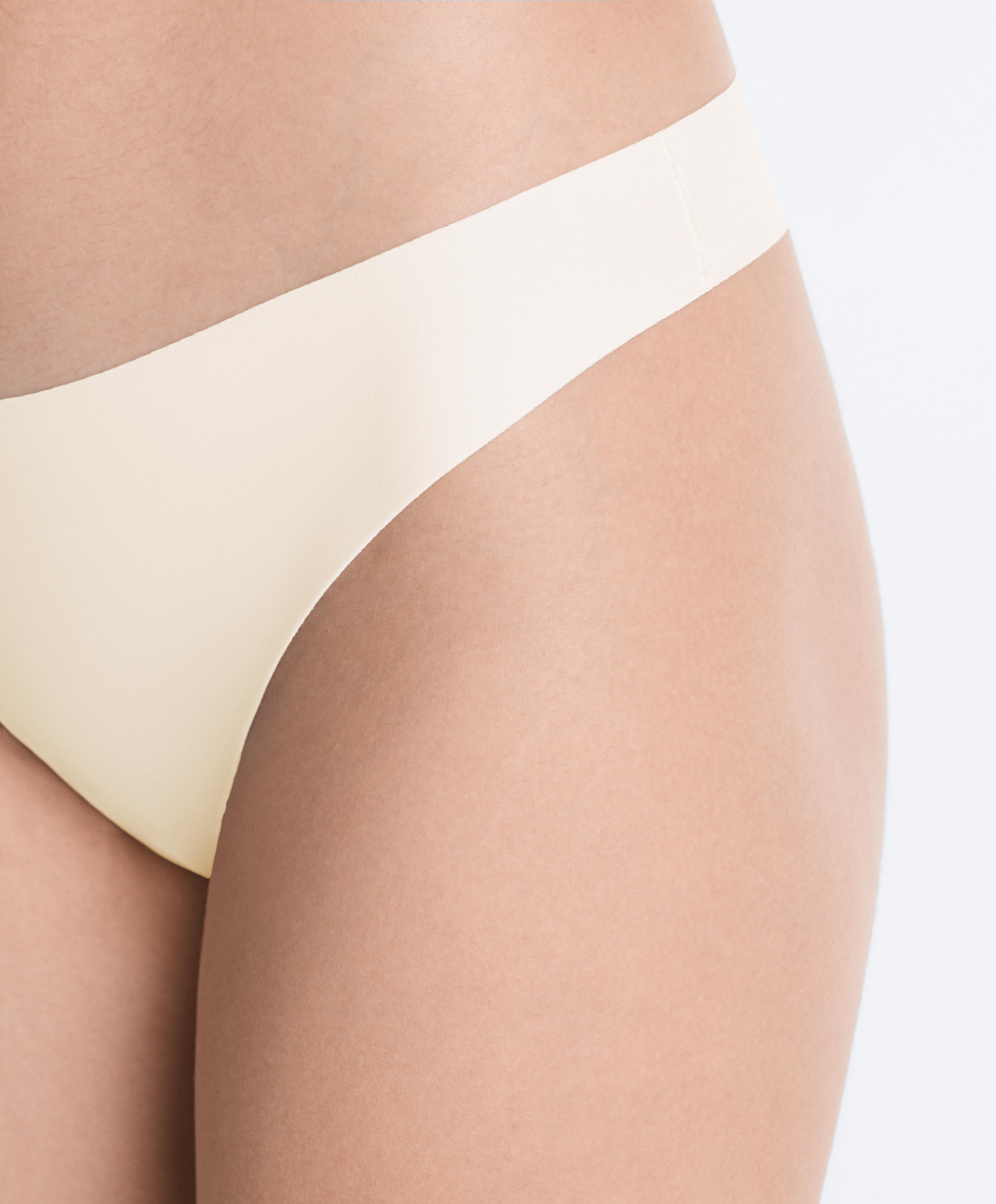 5 laser-cut invisible polyamide blend thongs — MID-YELLOW