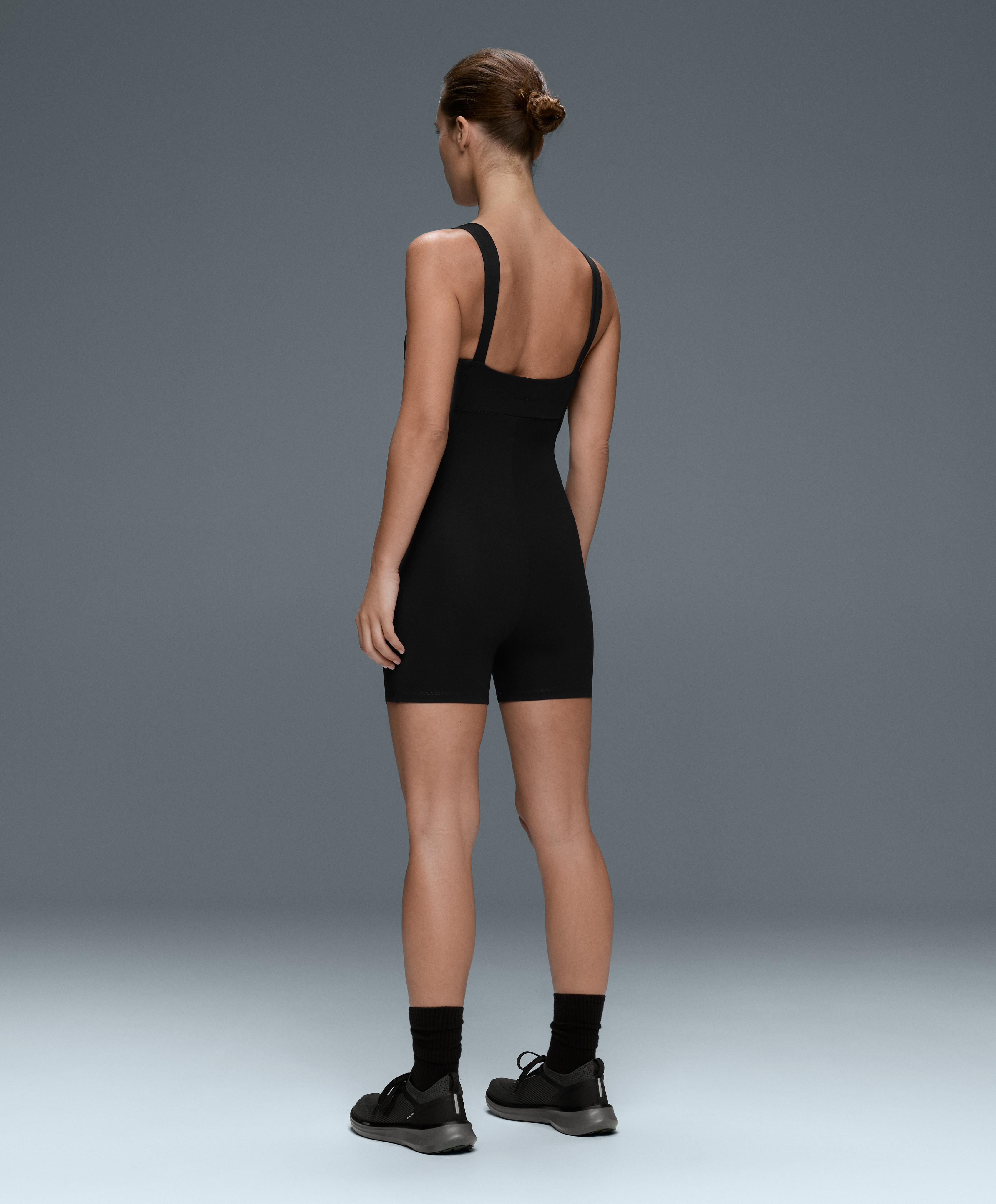 Comfortlux sweetheart neckline short jumpsuit — BLACK