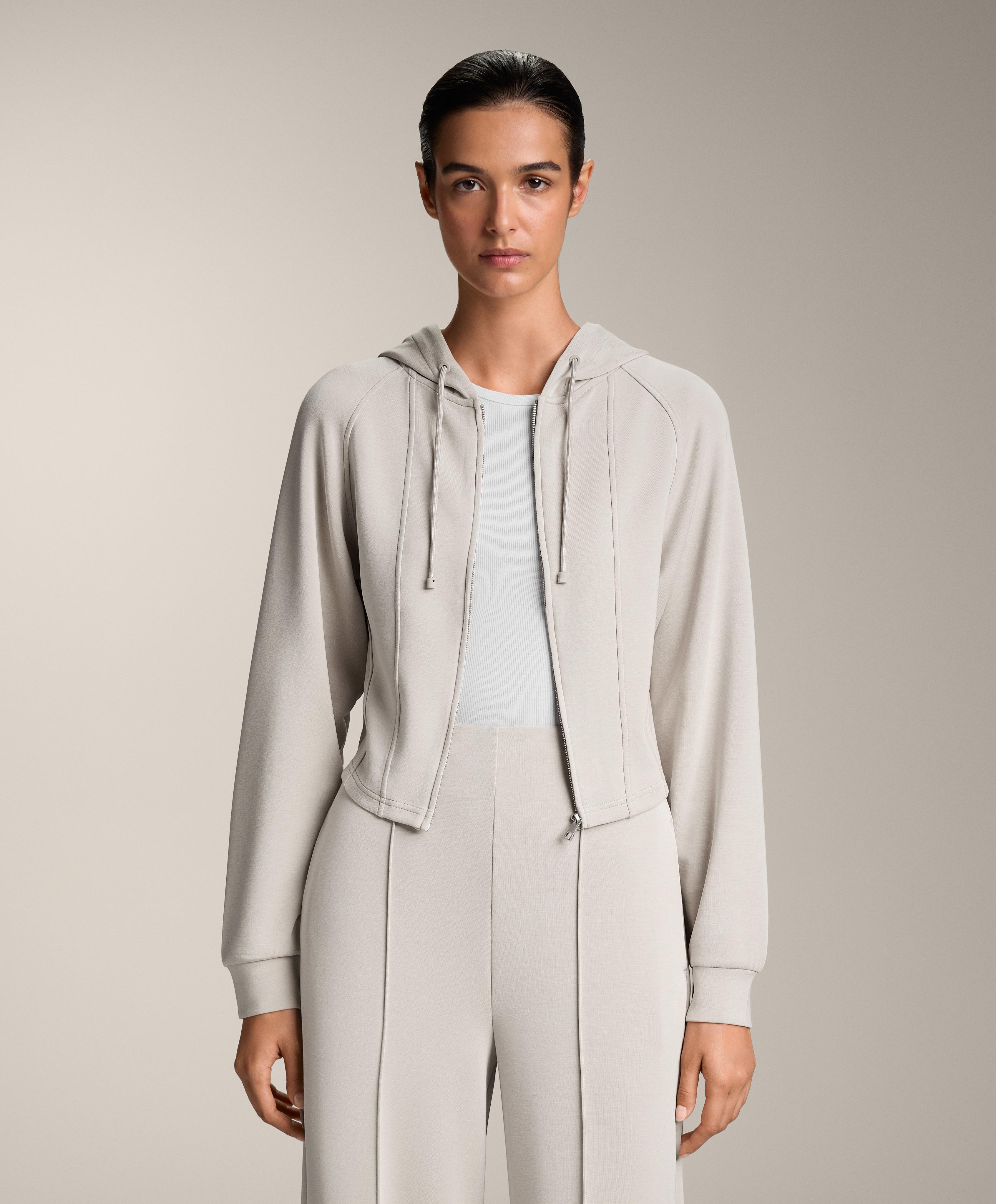 Chaqueta crop ajustada capucha con modal tacto suave - Rebajas Chaqueta crop ajustada capucha con modal tacto suave - Rebajas